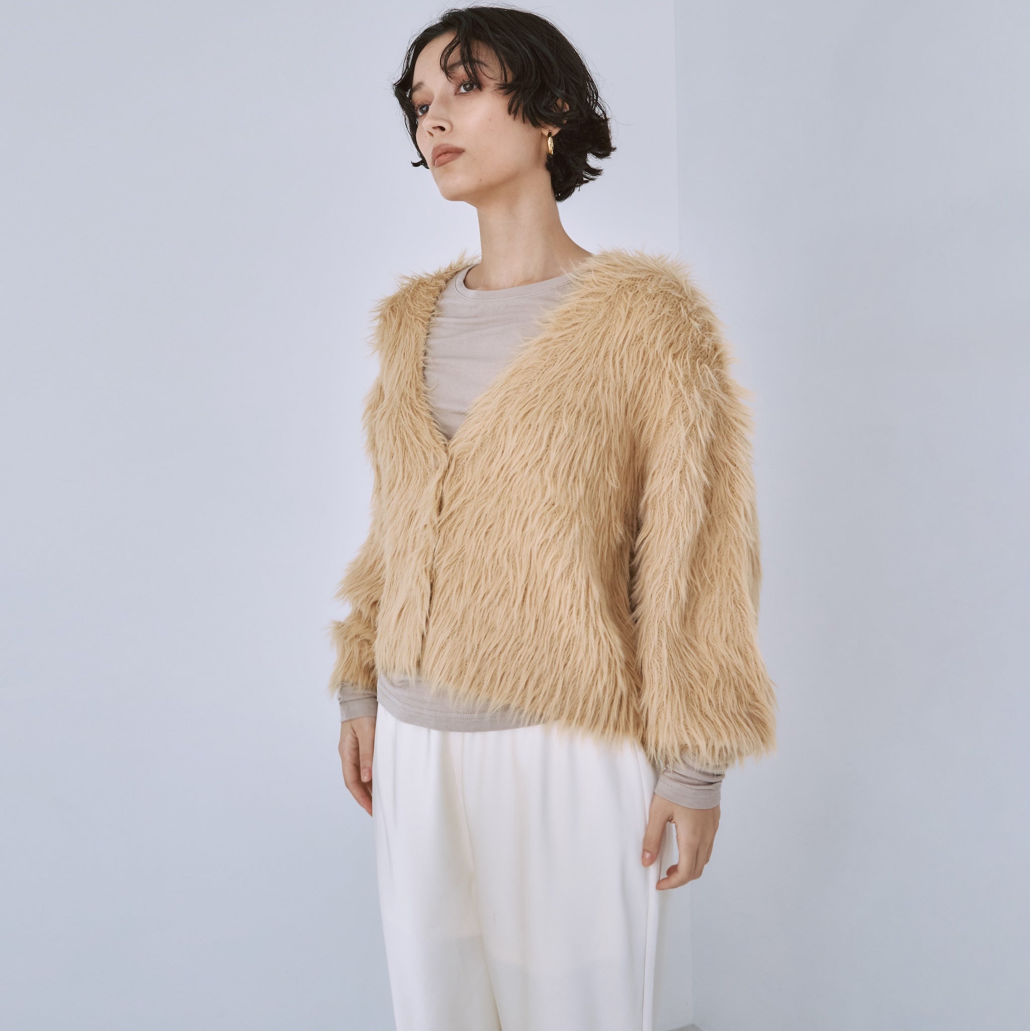 ヘアリーシャギーVネックカーディガン