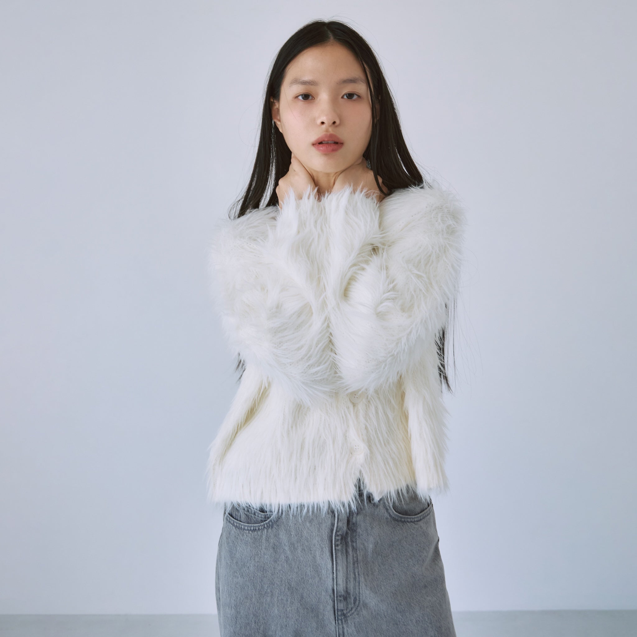 ヘアリーシャギーVネックカーディガン