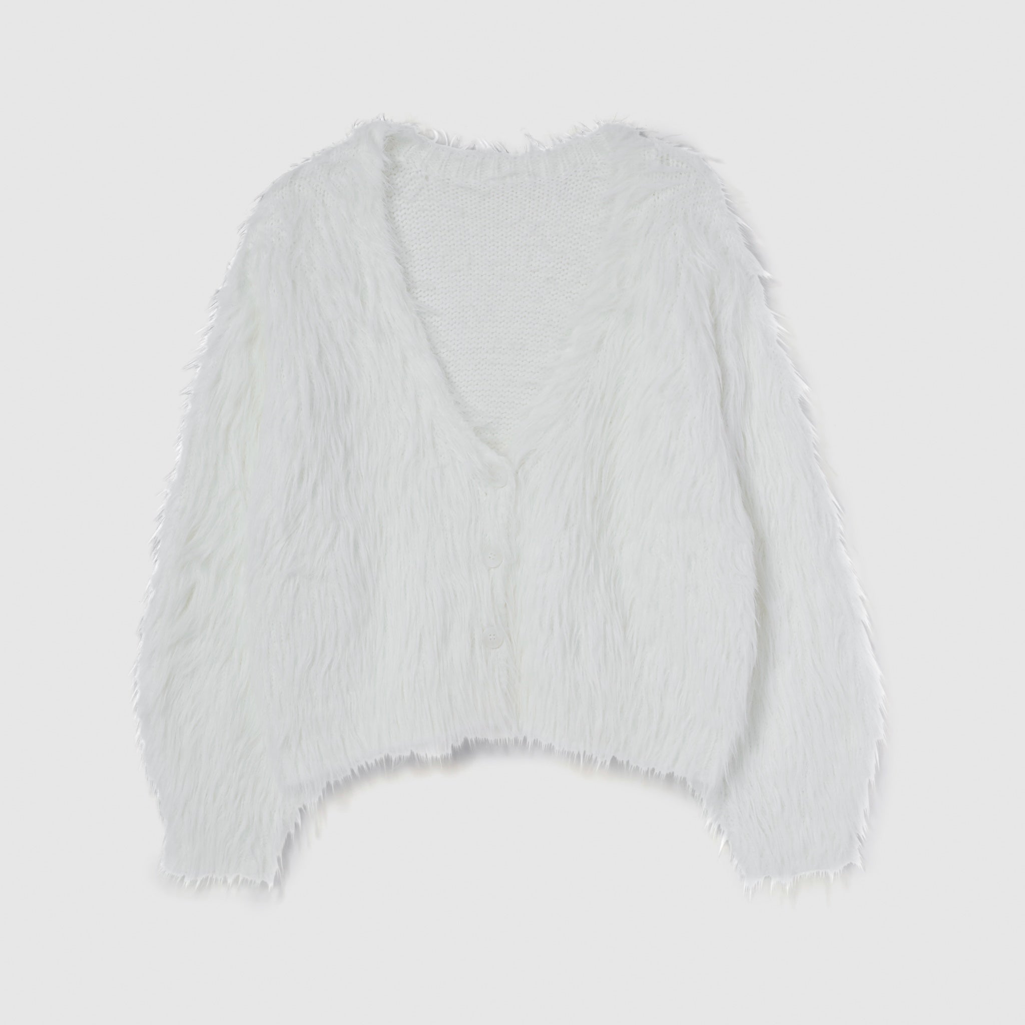 ヘアリーシャギーVネックカーディガン