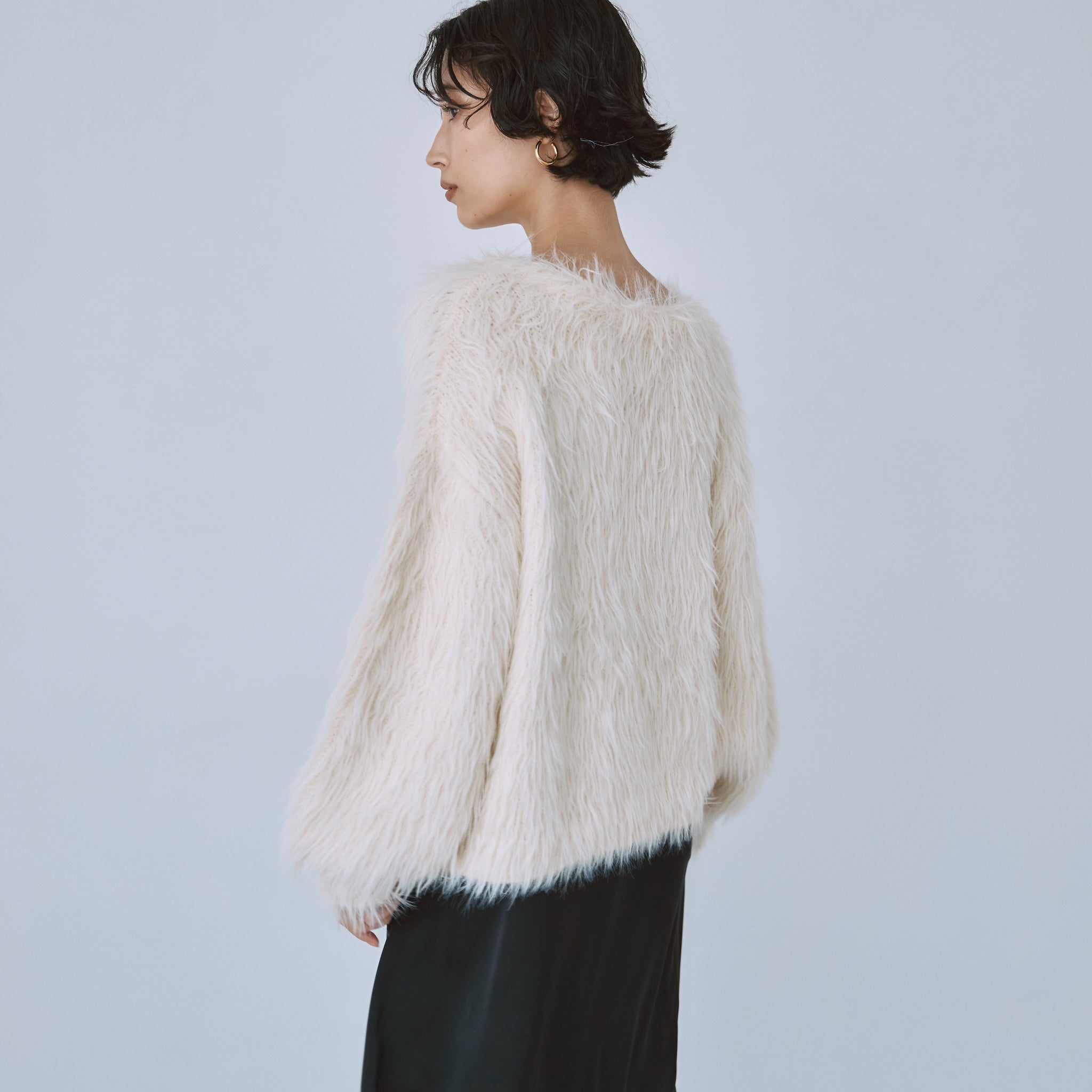 Hairy shaggy boat neck top