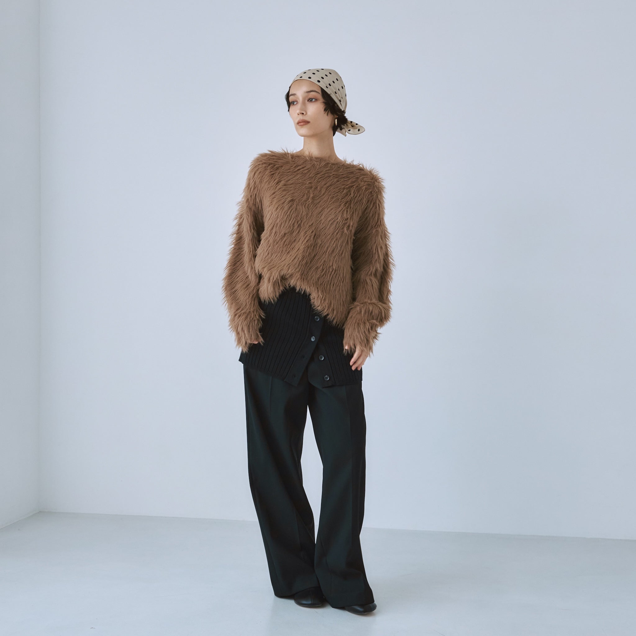 Hairy shaggy boat neck top