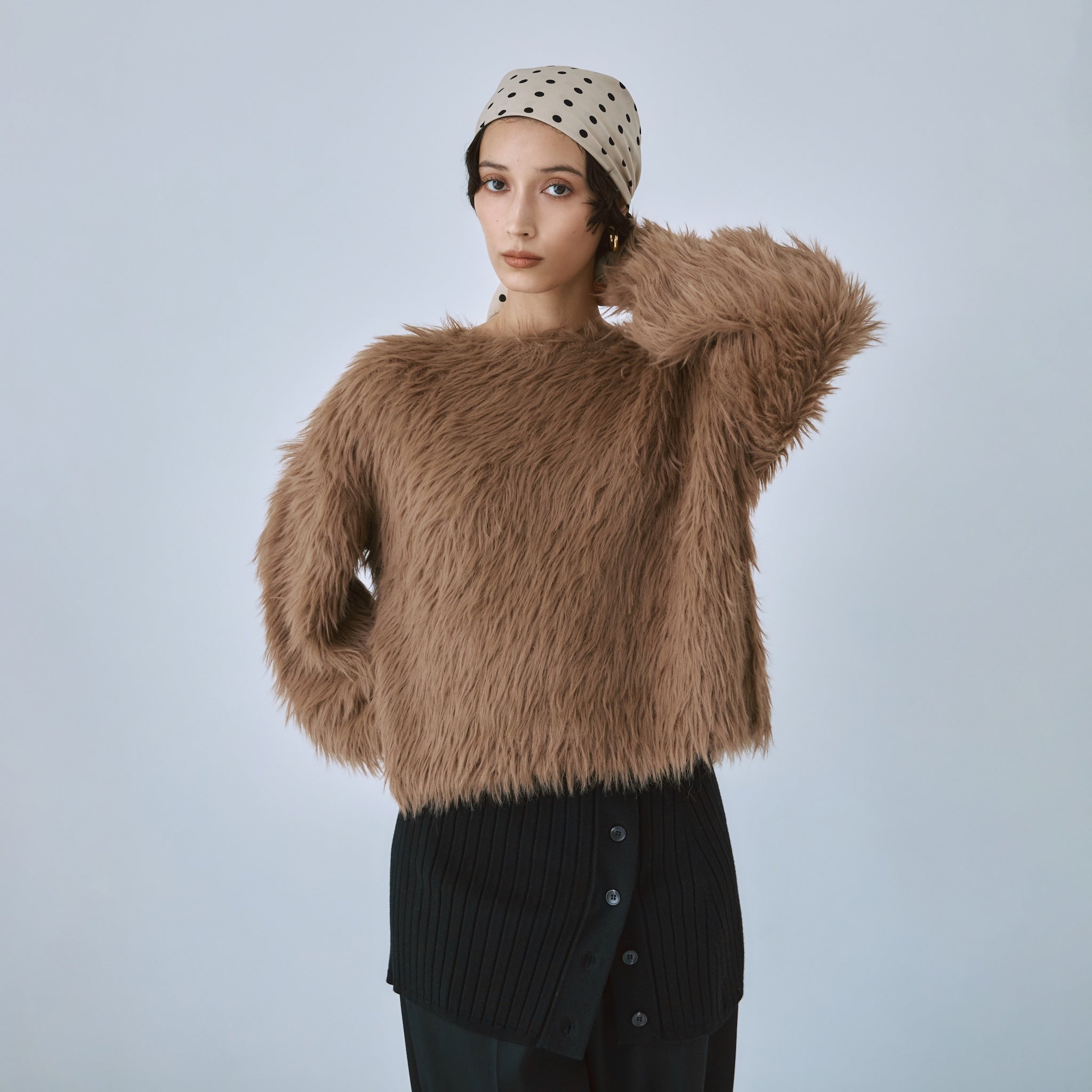 Hairy shaggy boat neck top