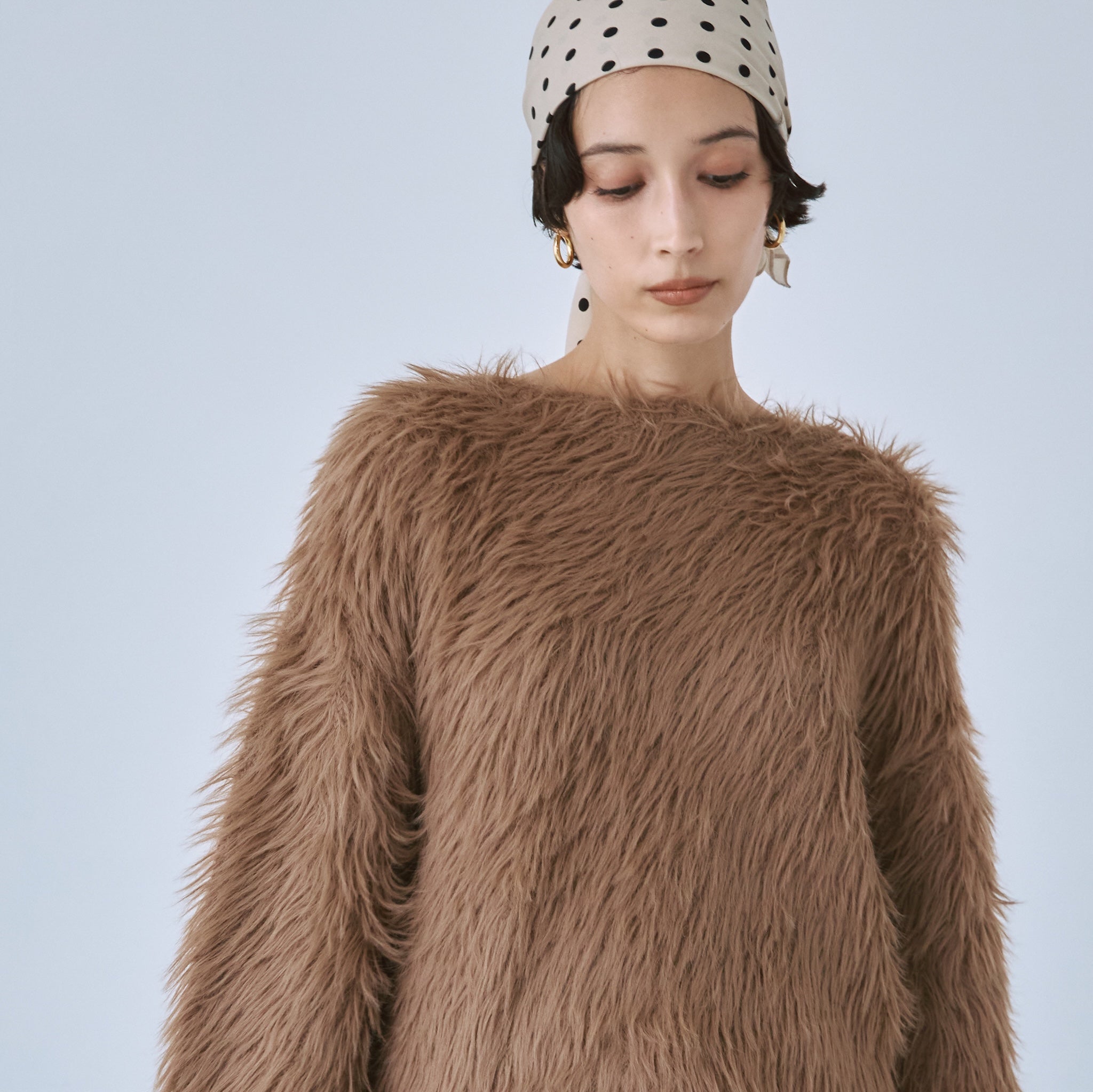 Hairy shaggy boat neck top