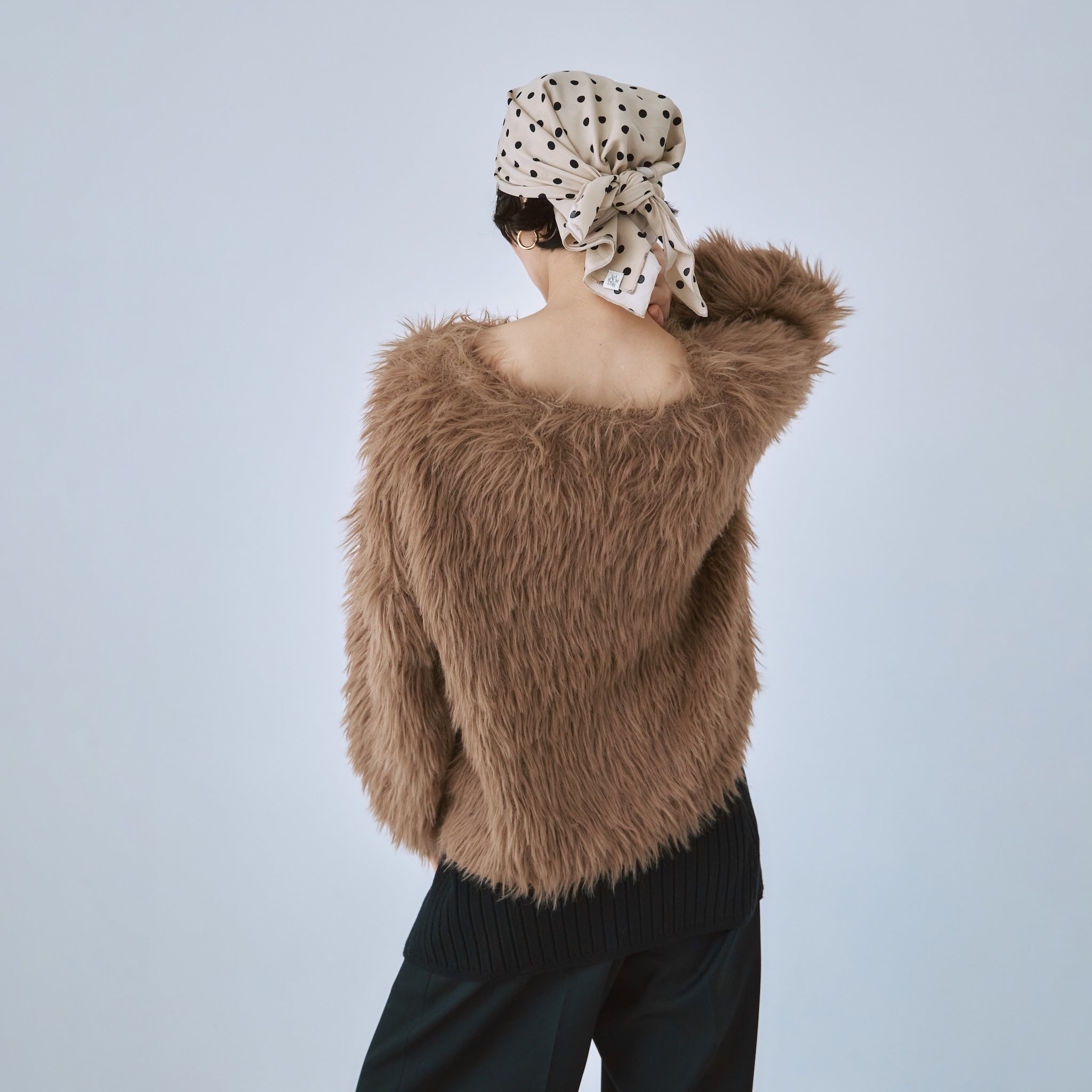 Hairy shaggy boat neck top