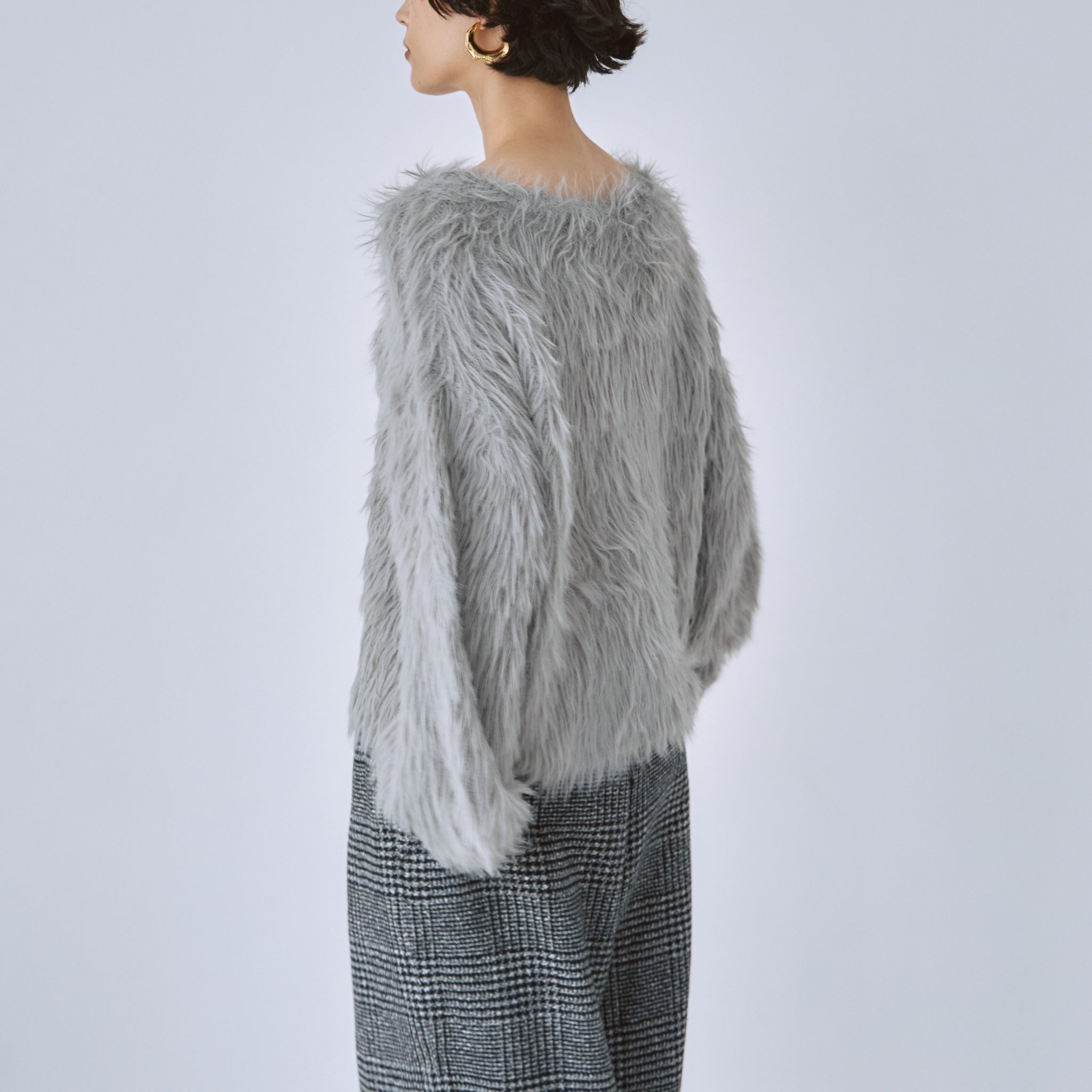 Hairy shaggy boat neck top