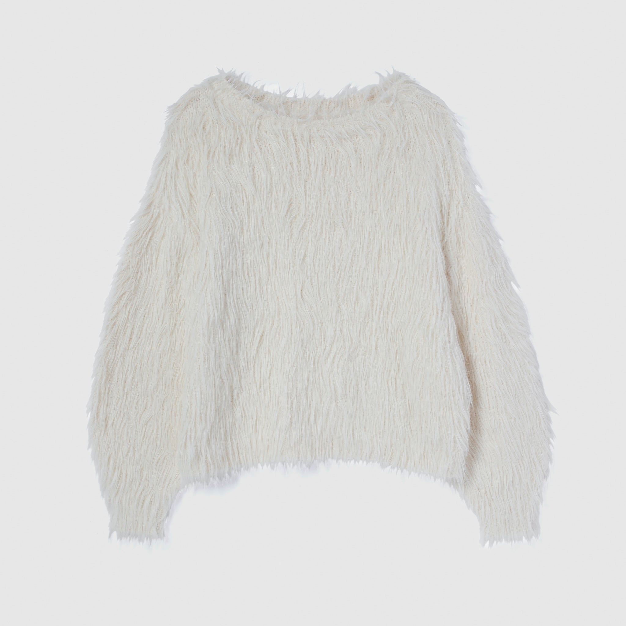 Hairy shaggy boat neck top