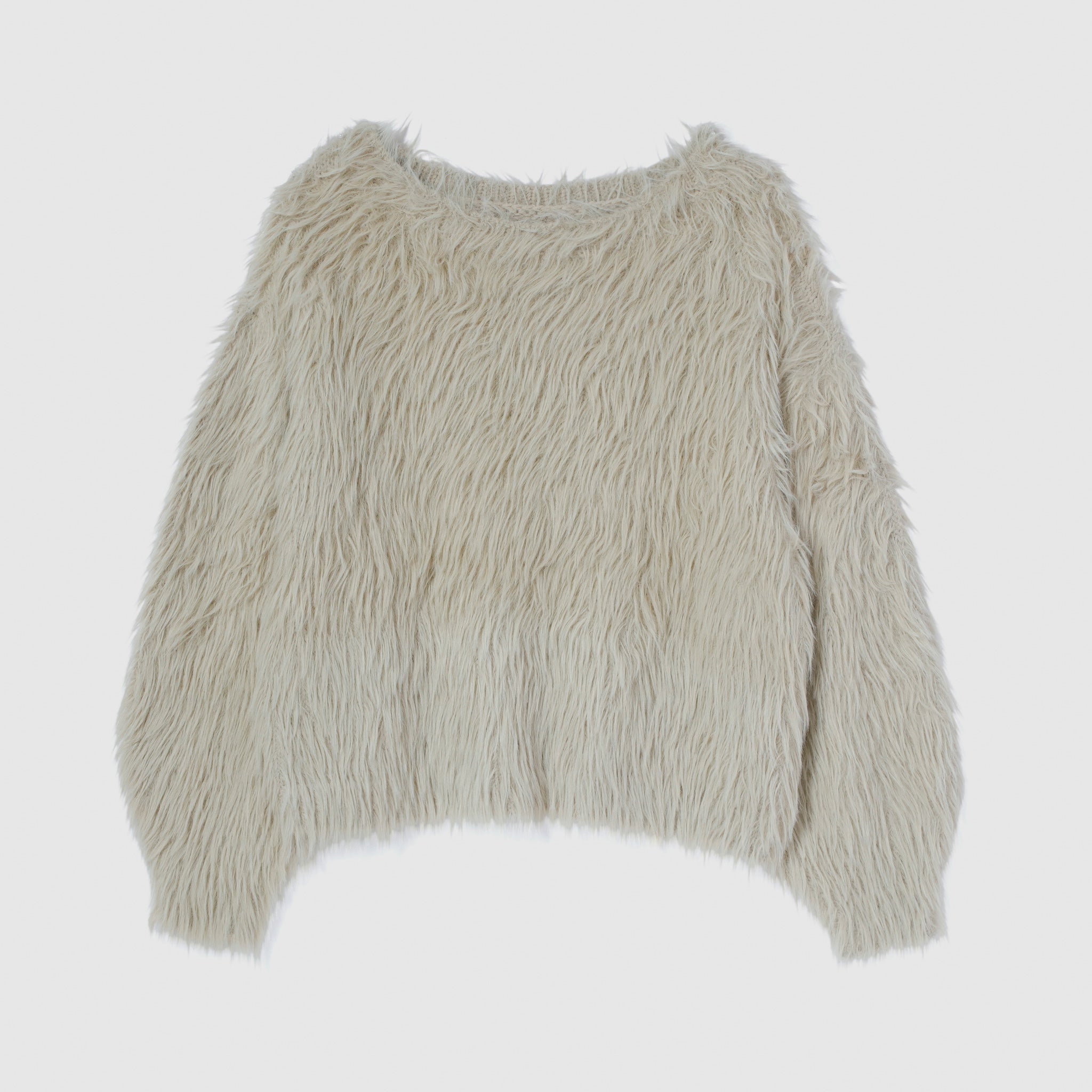 Hairy shaggy boat neck top