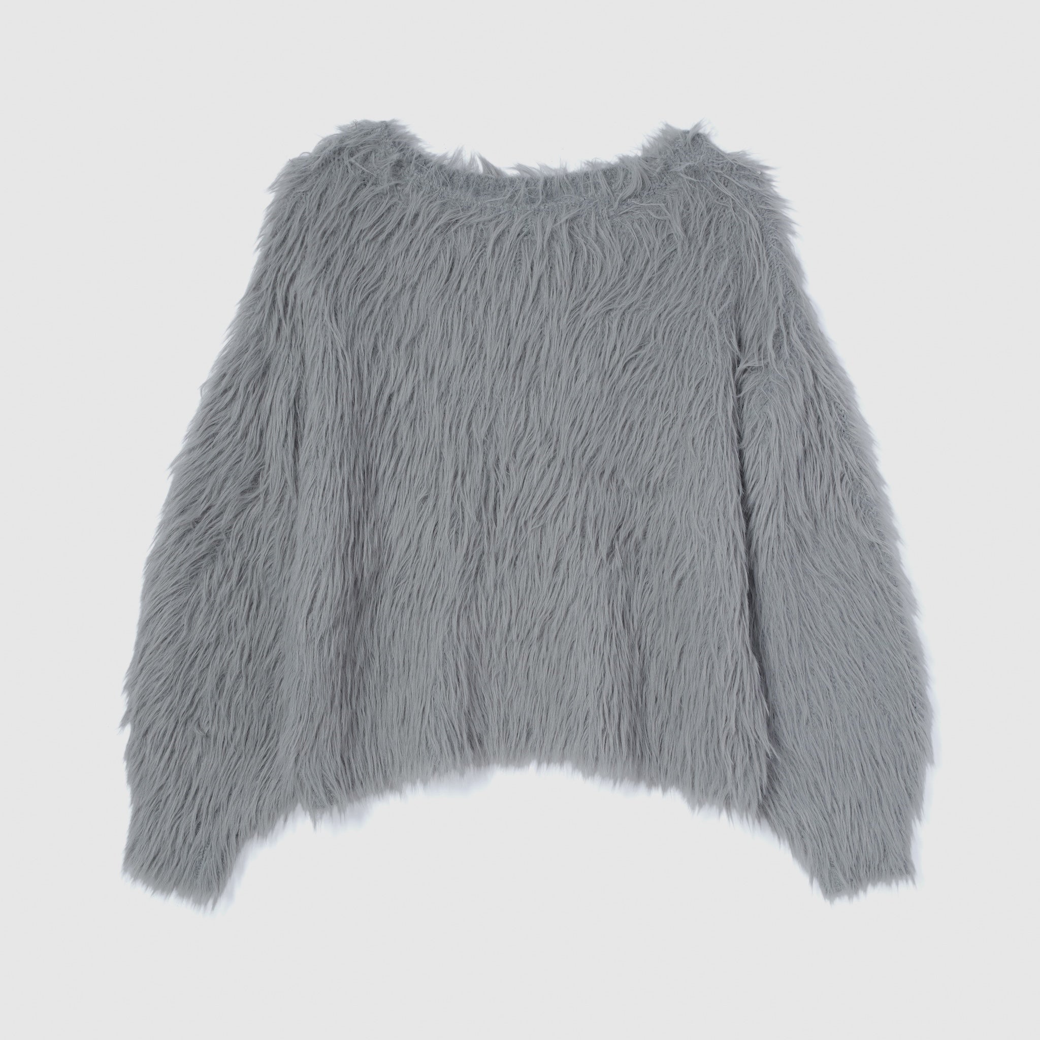 ヘアリーシャギーボートネックトップス