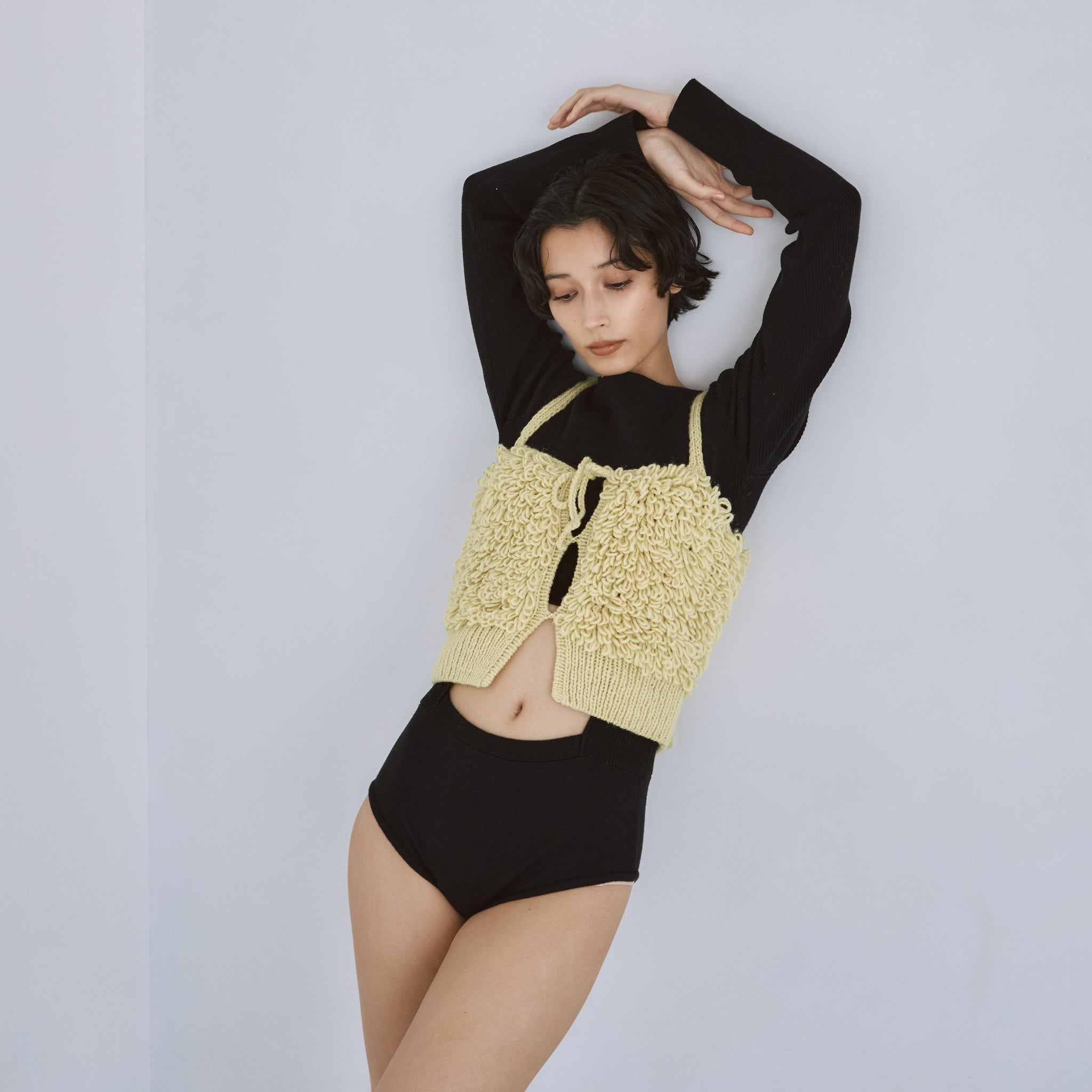 Hand made wool loop ribbon bustier