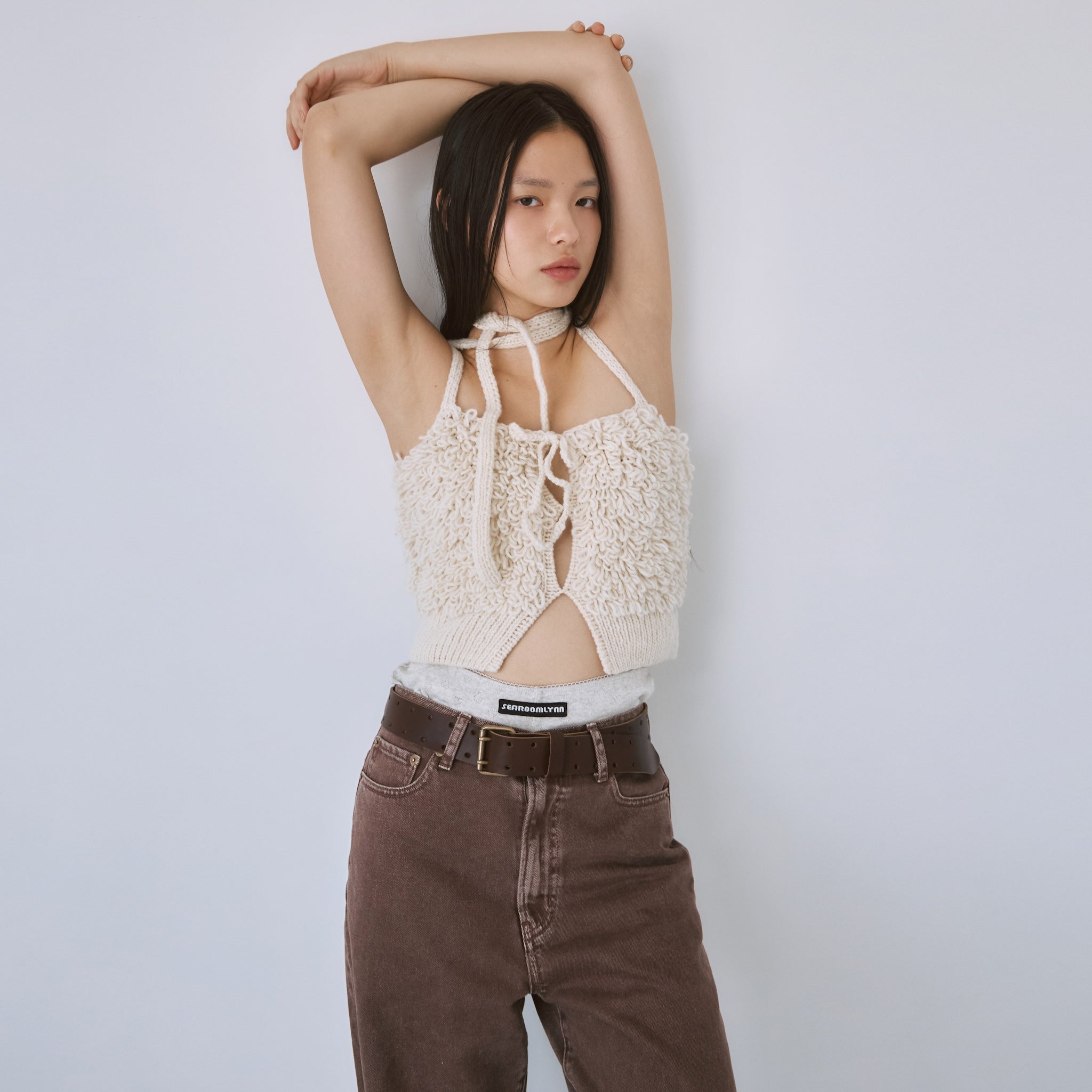 Hand made wool loop ribbon bustier
