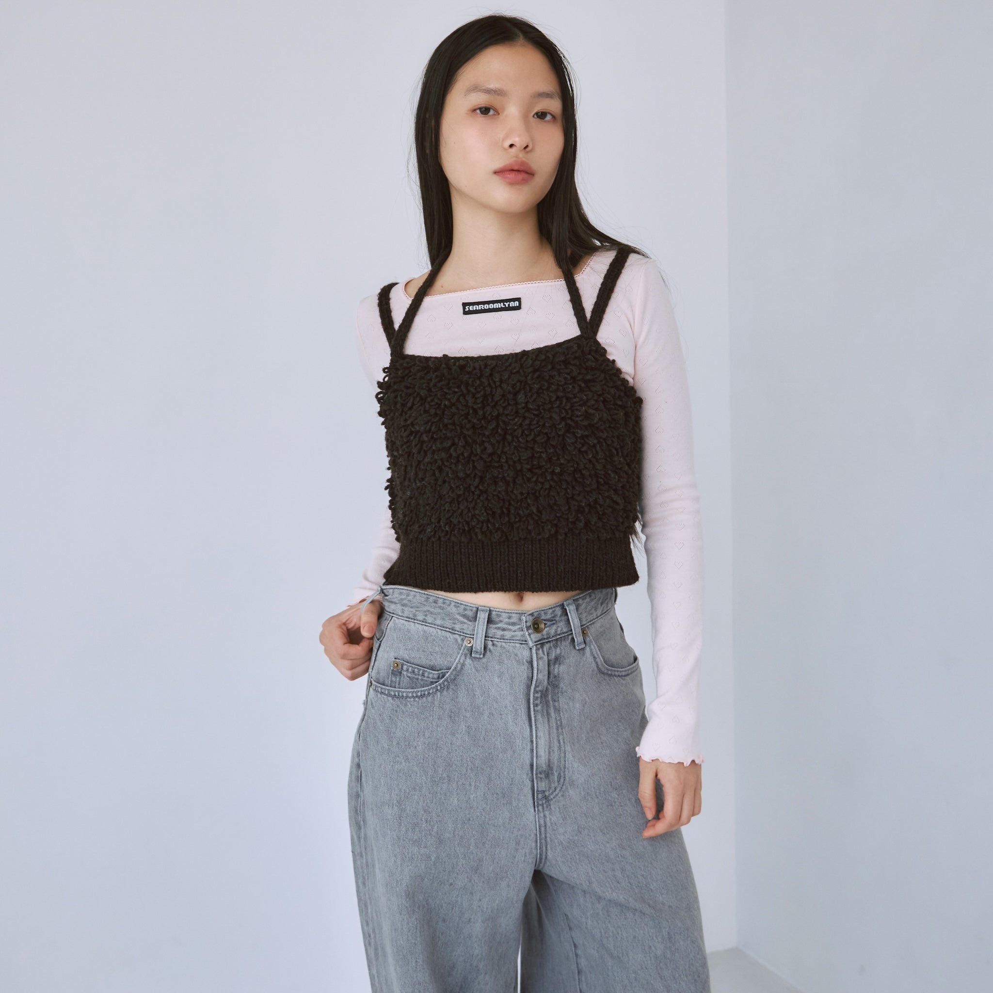 Hand made wool loop ribbon bustier