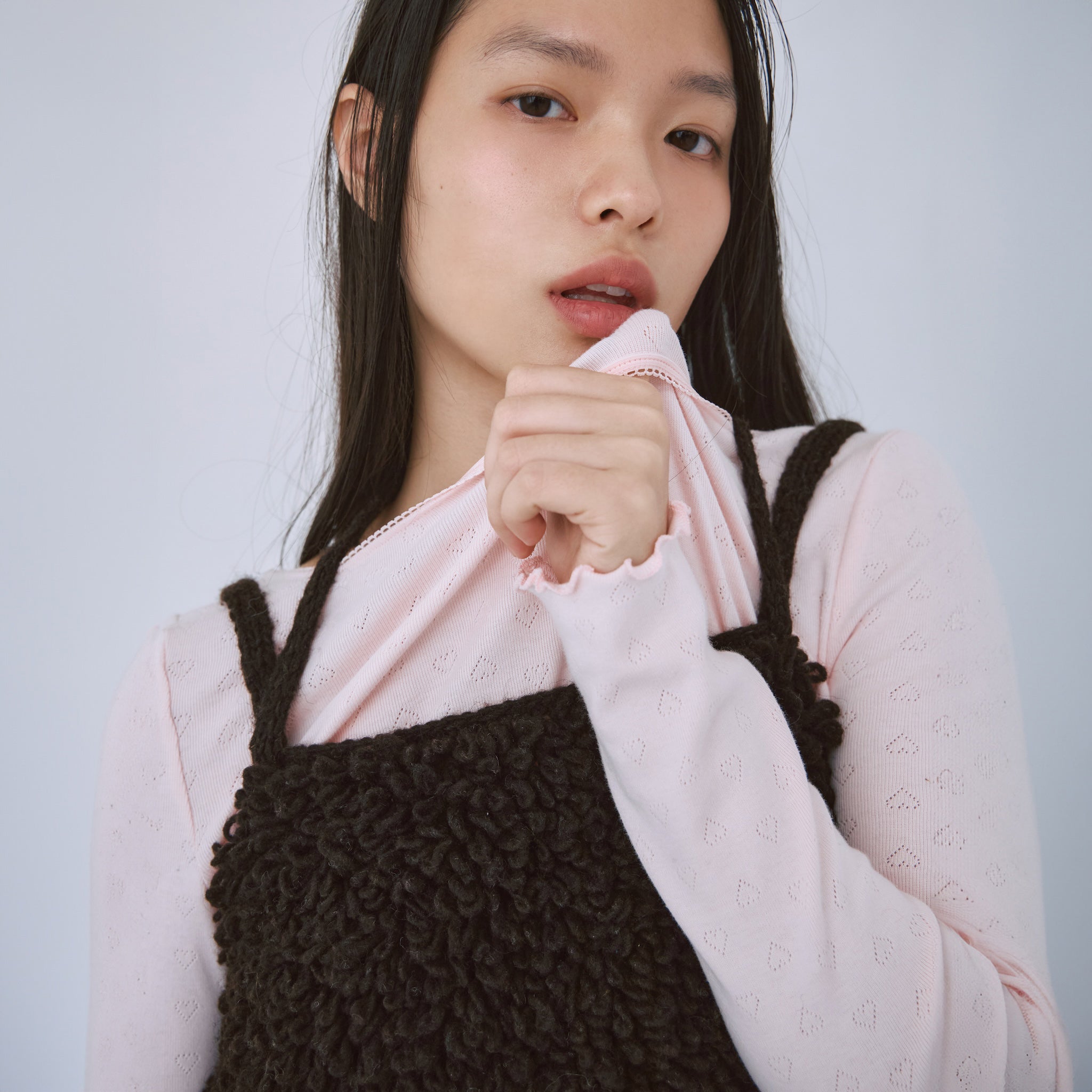 Hand made wool loop ribbon bustier