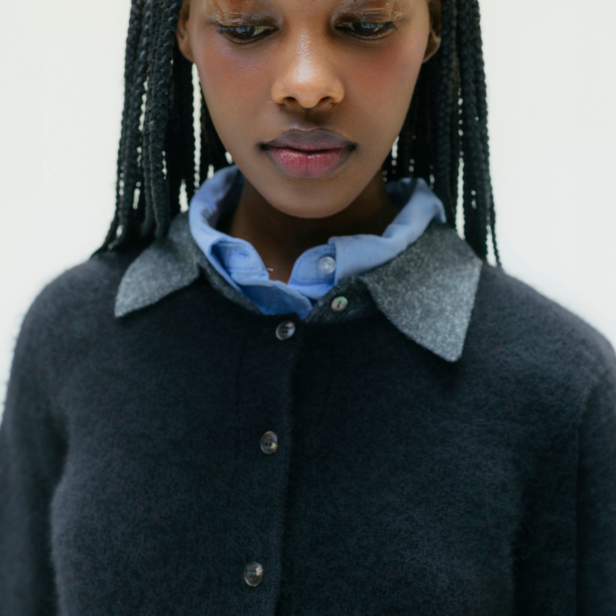 Fox mixベーシッククルーカーディガン