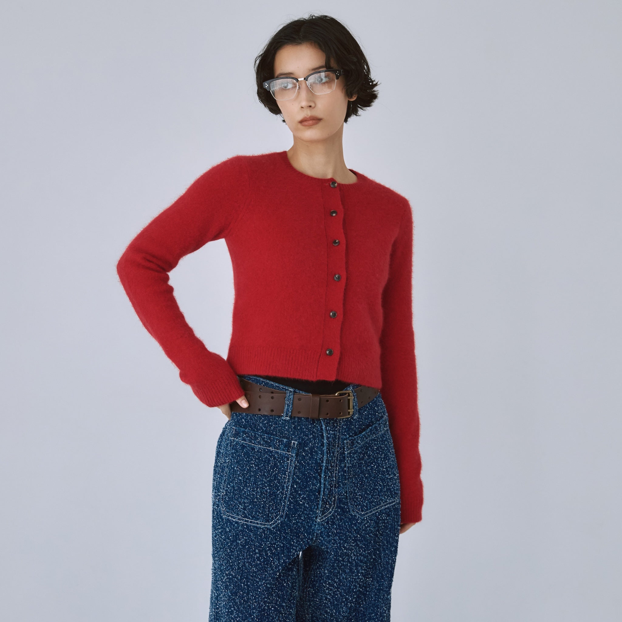 Fox mixベーシッククルーカーディガン