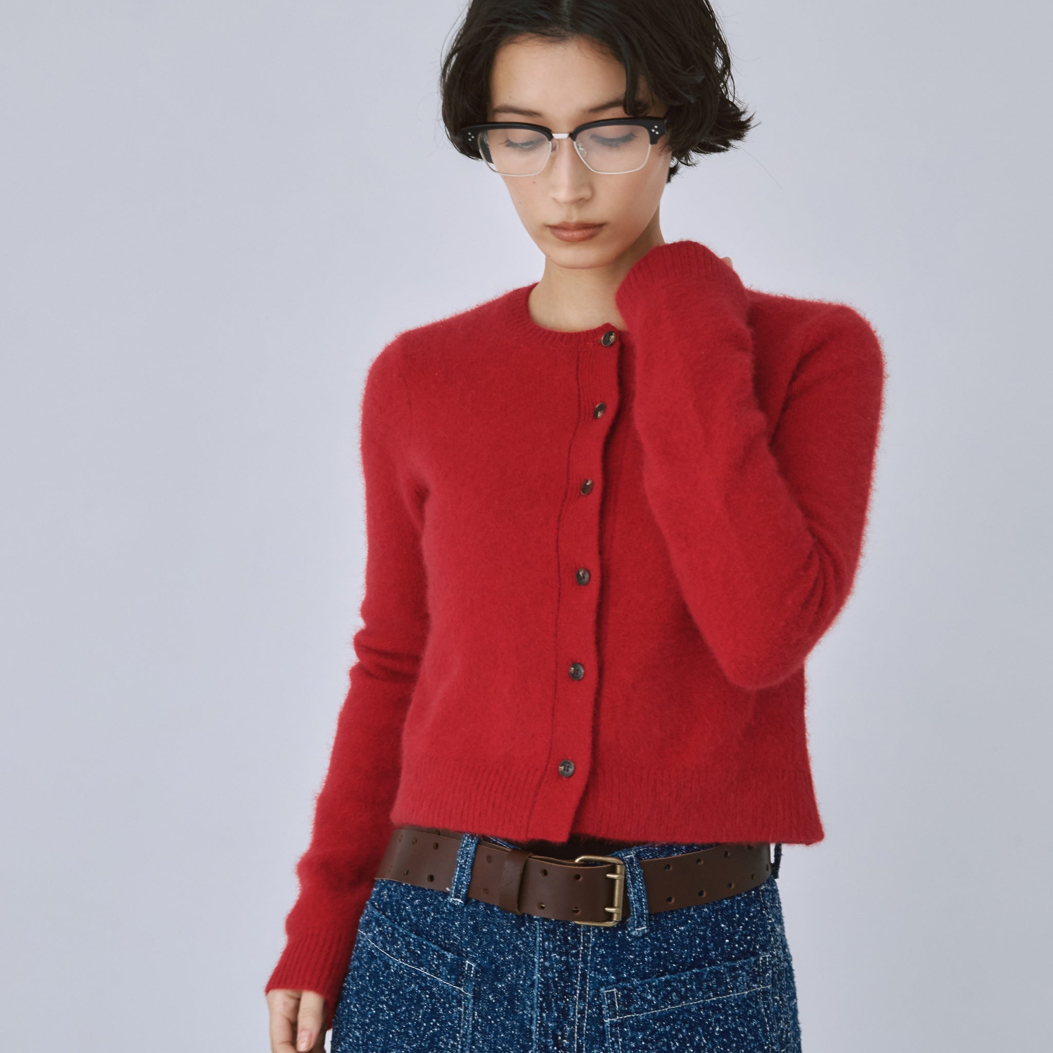 Fox mixベーシッククルーカーディガン