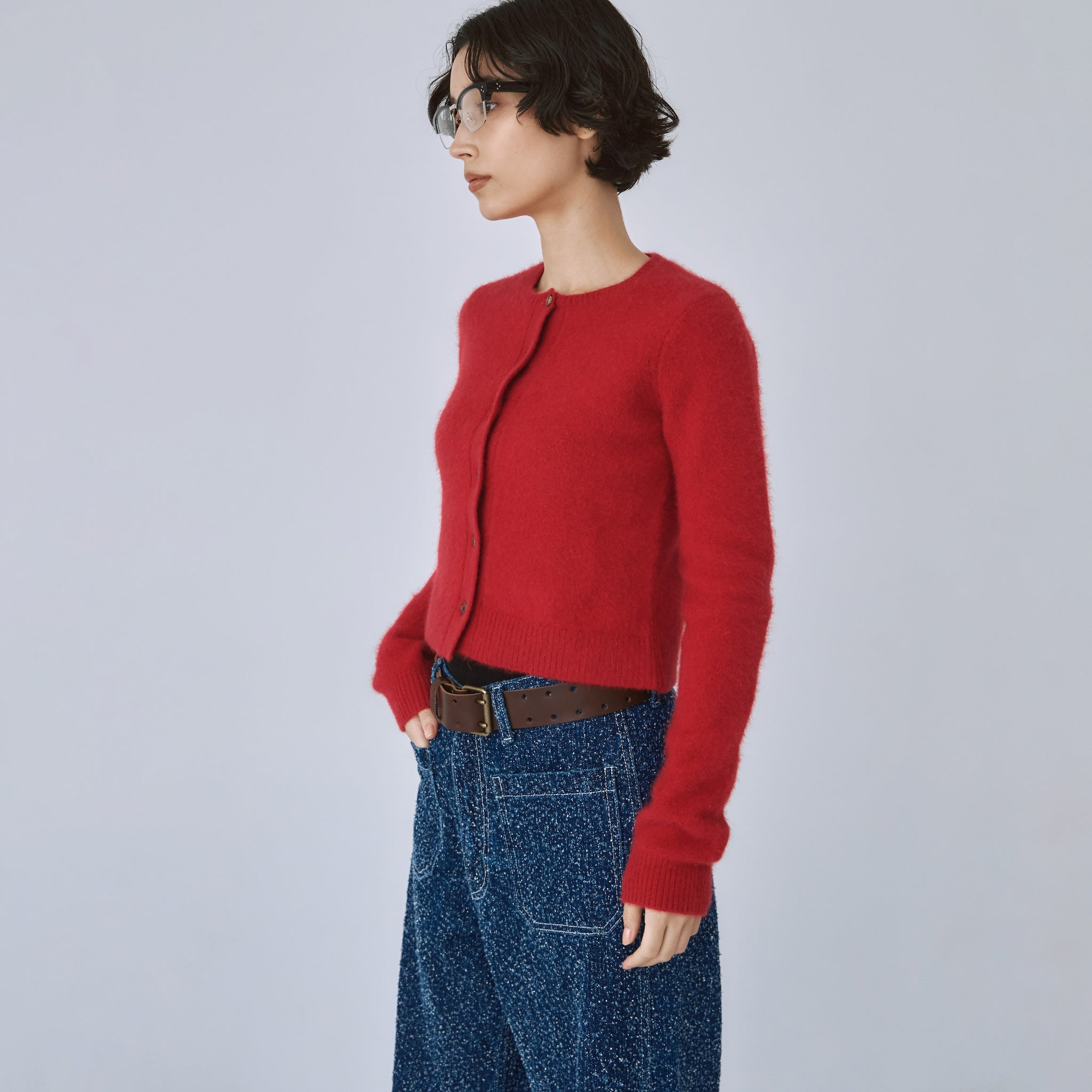 Fox mixベーシッククルーカーディガン