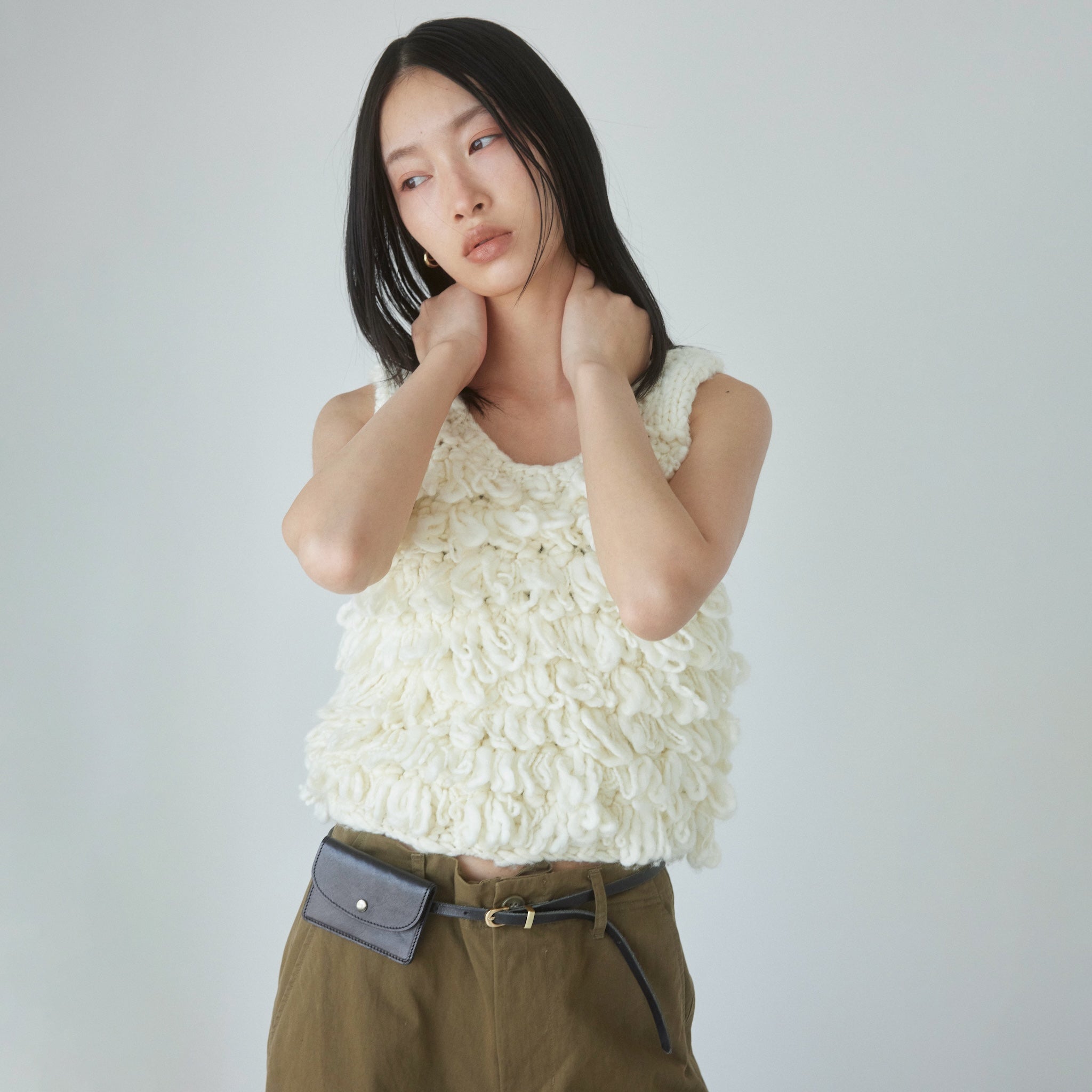 Hand made Woolカールベスト