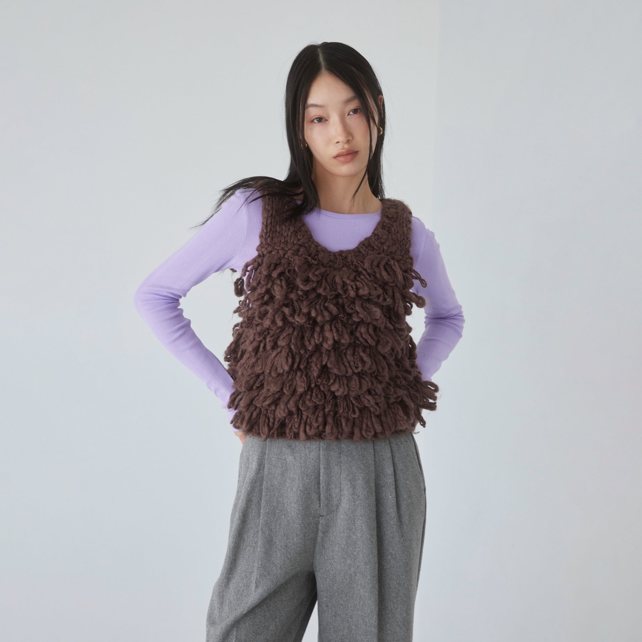 Hand made Woolカールベスト