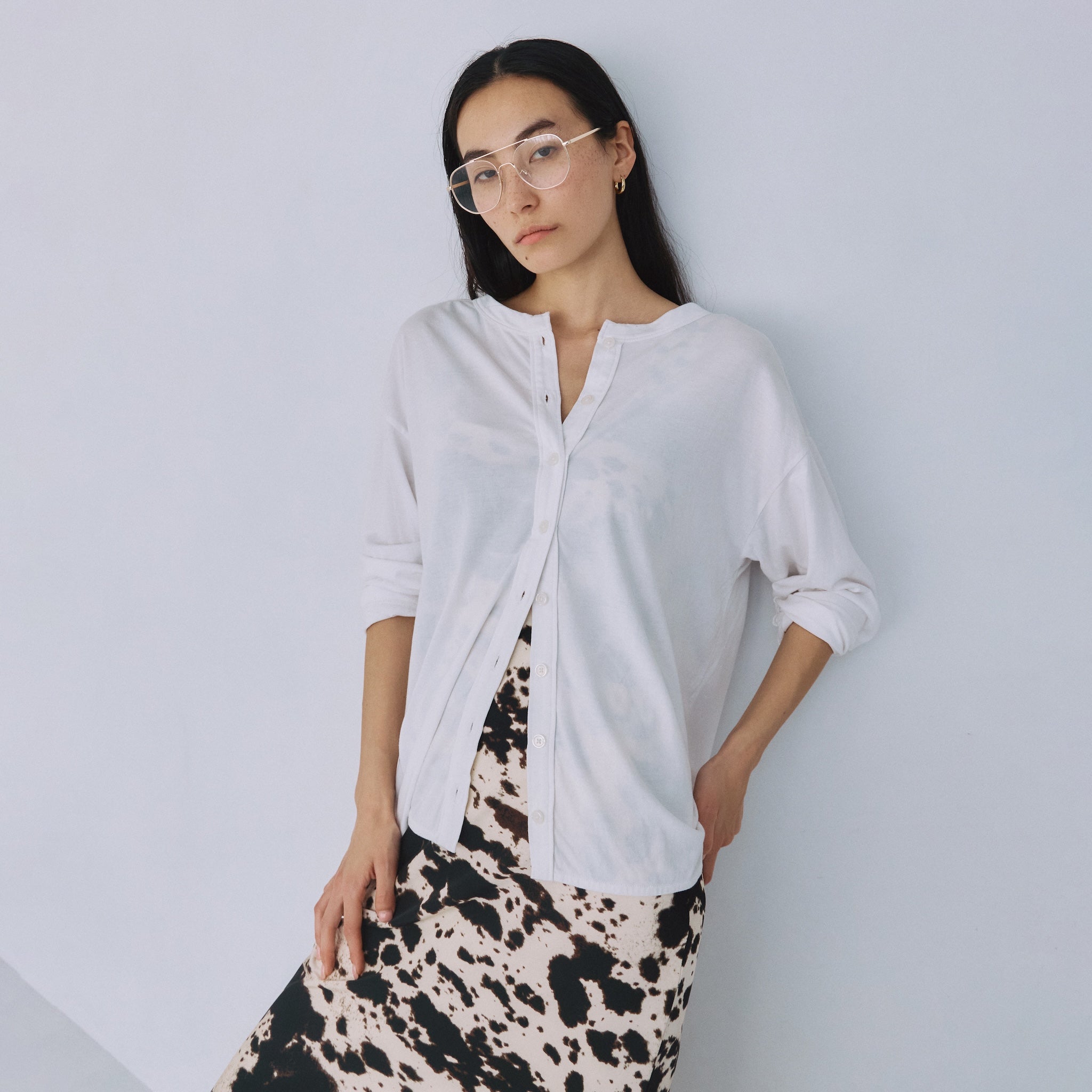 Cotton/silkモイストタッチカーディガン