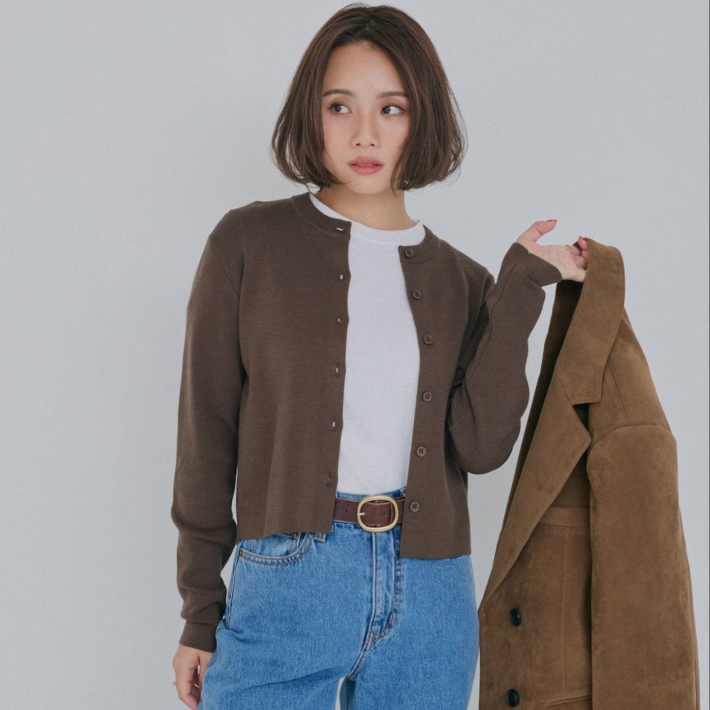 collab NAIA wool knit cardigan