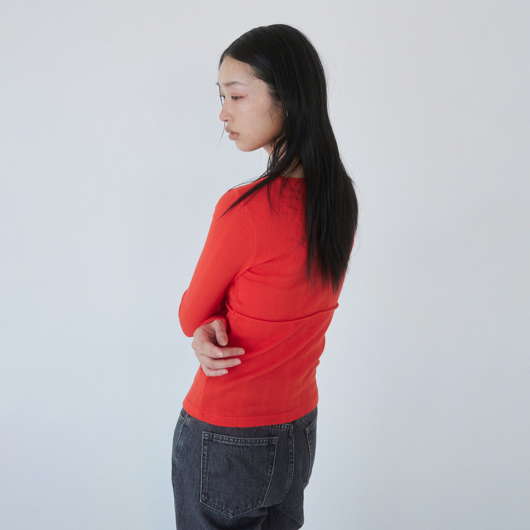 Soft sheer random RIB corset top