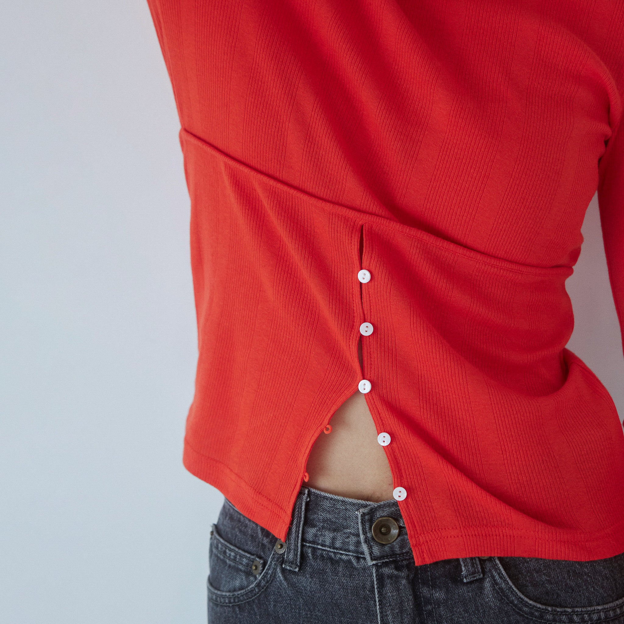 Soft sheer random RIB corset top