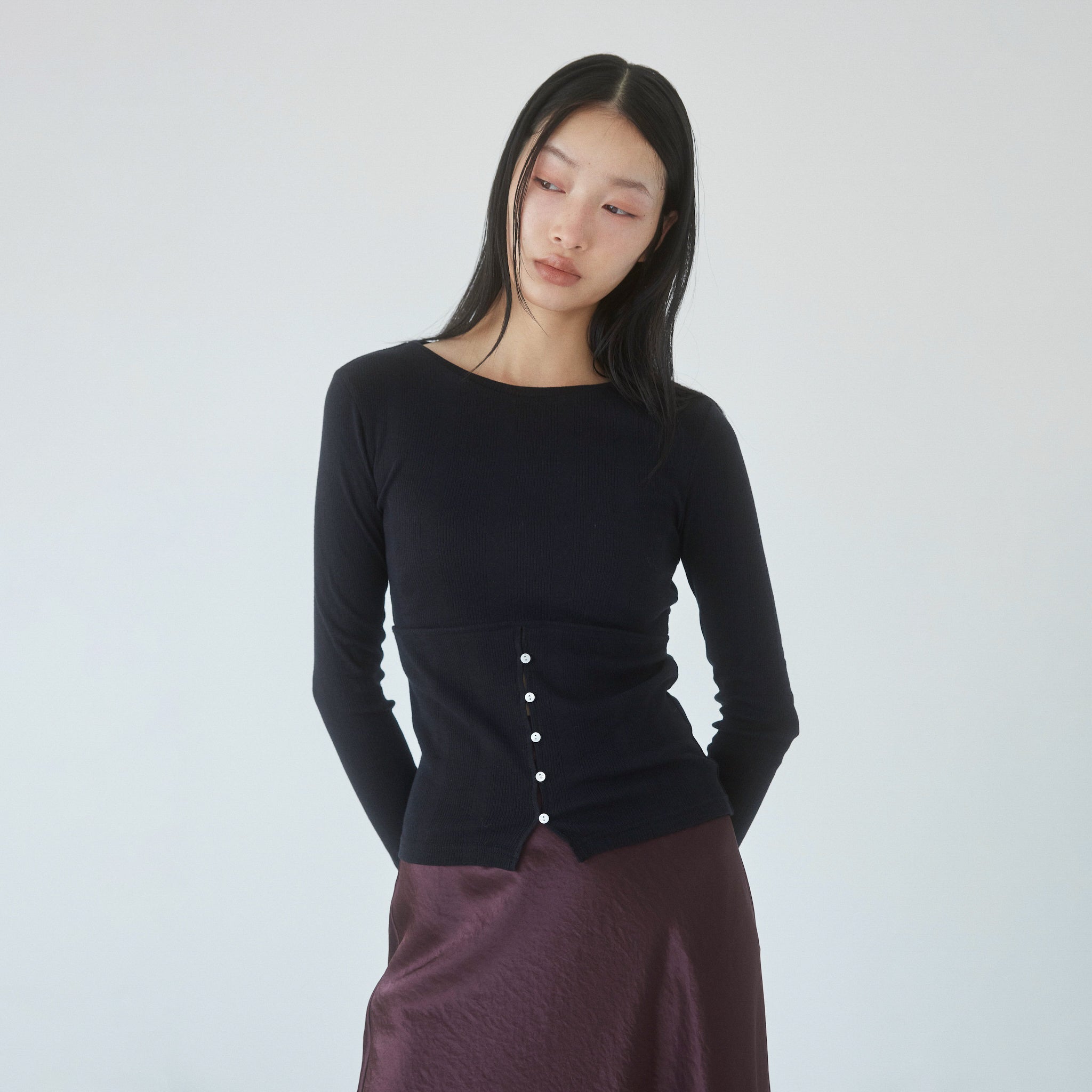 Soft sheer random RIB corset top