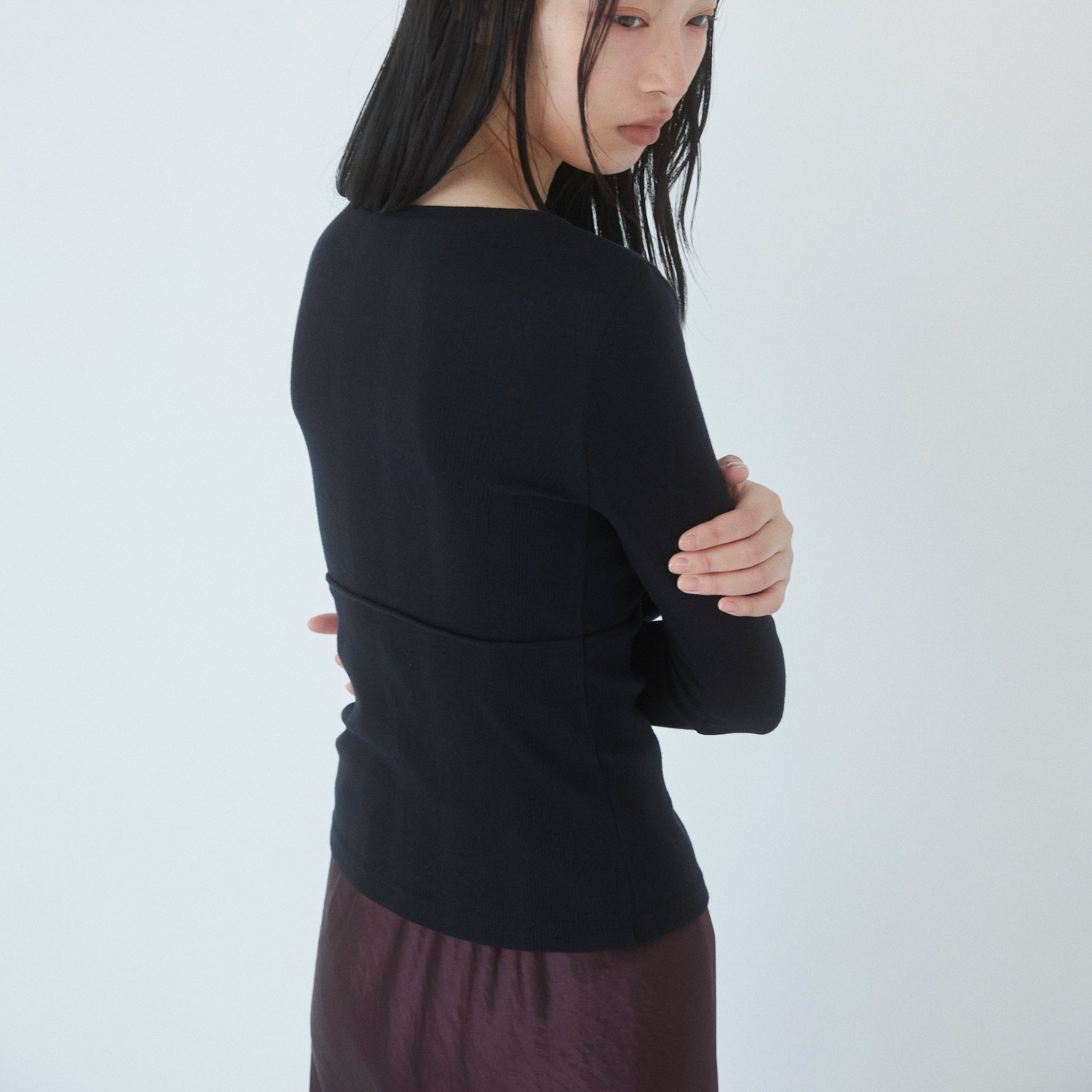 Soft sheer random RIB corset top