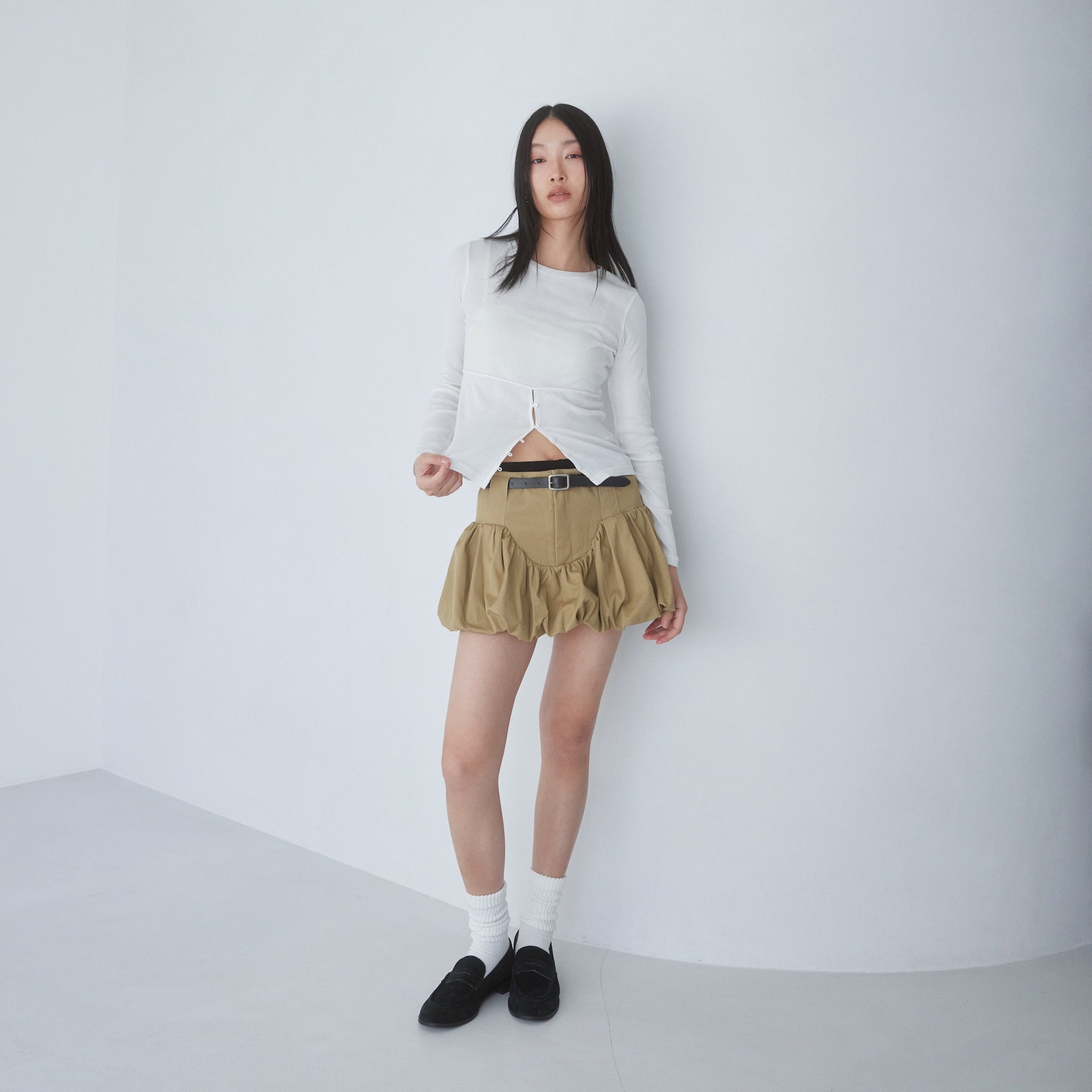 Soft sheer random RIB corset top