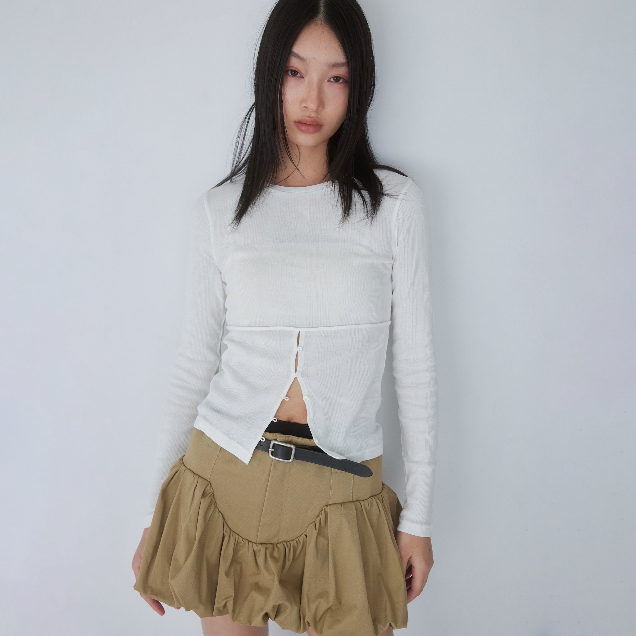 Soft sheer random RIB corset top