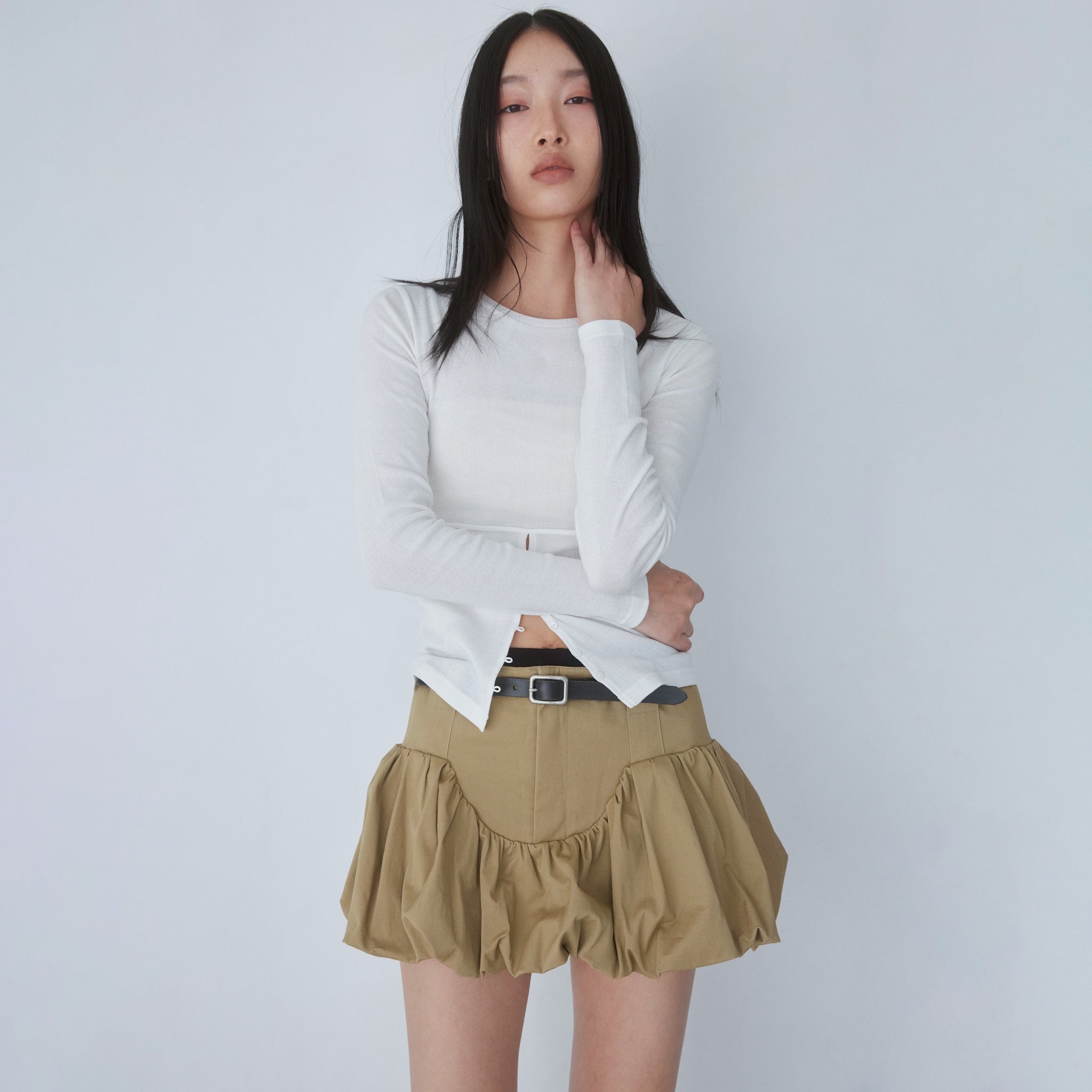 Soft sheer random RIB corset top