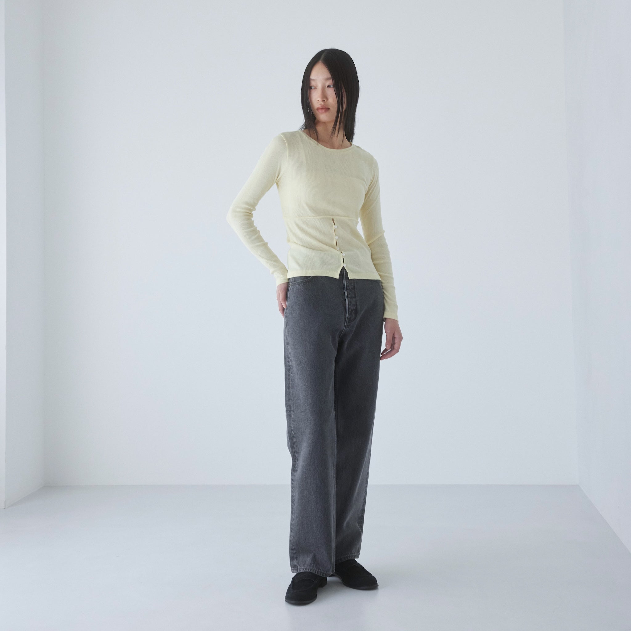 Soft sheer random RIB corset top