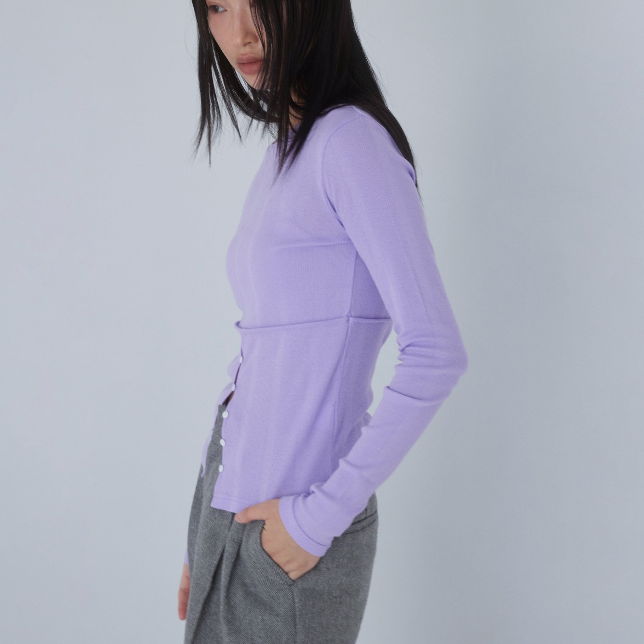 Soft sheer random RIB corset top