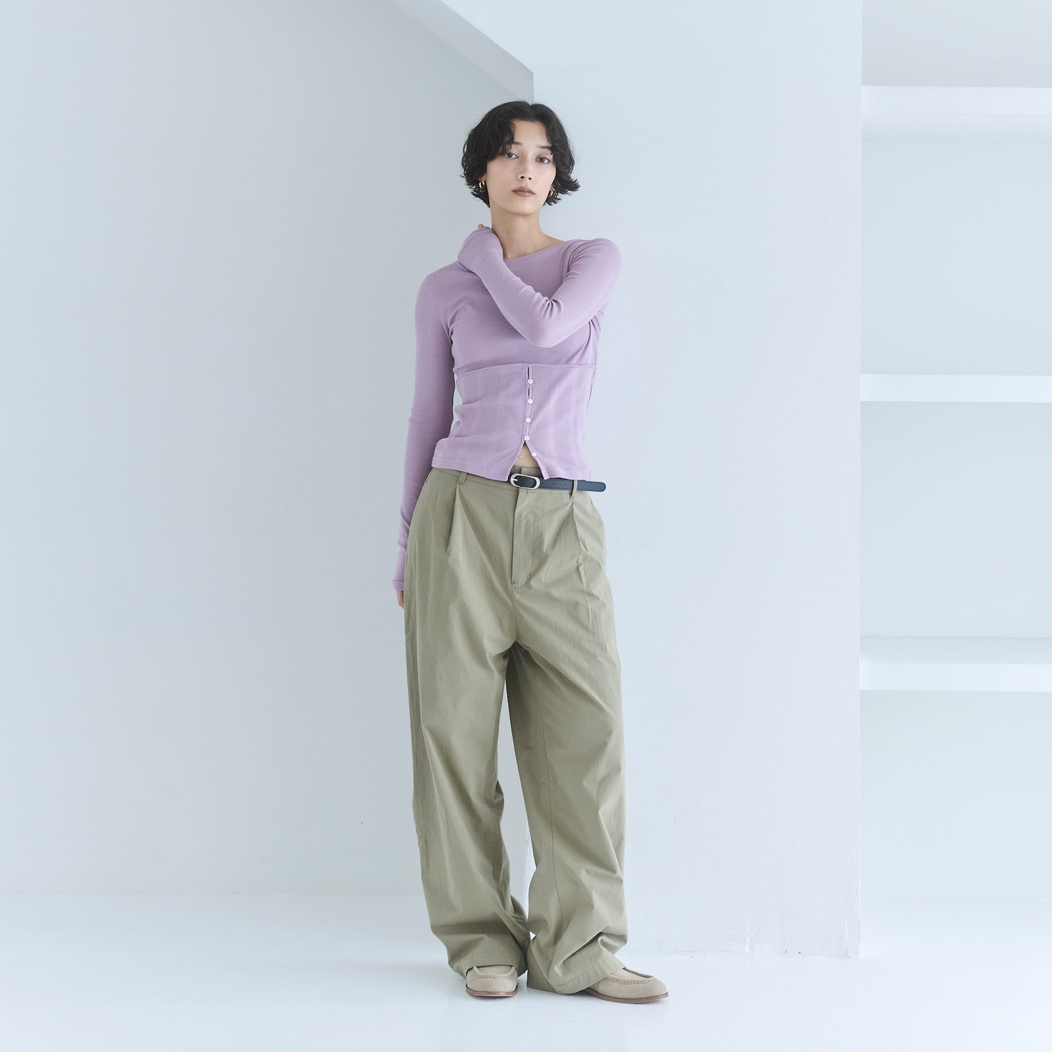 Soft sheer random RIB corset top