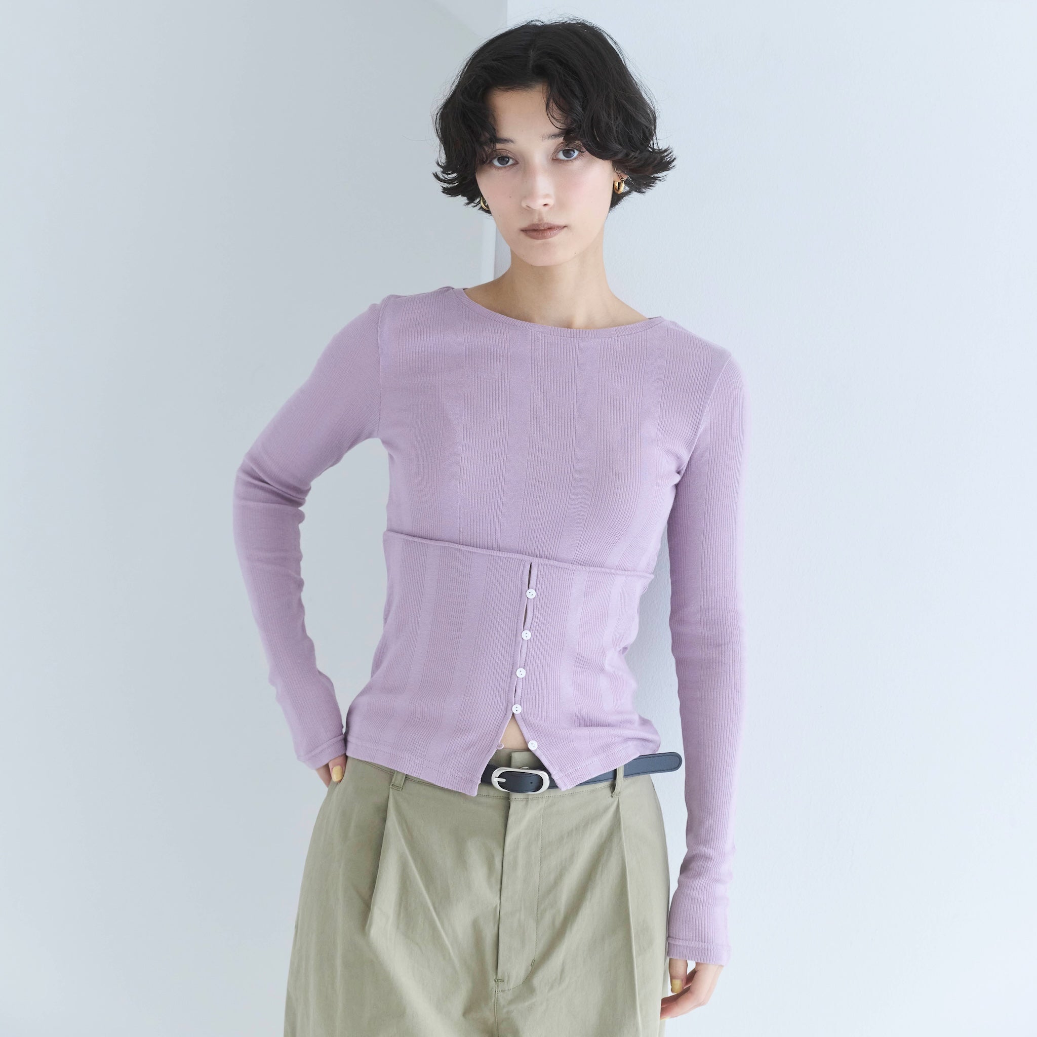 searoomlynn Soft sheer ランダムRIBコルセットトップス Soft sheerランダムRIBコルセットトップス