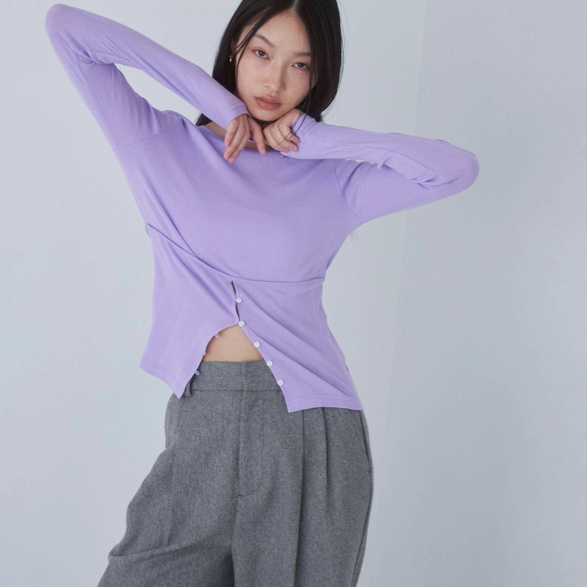 Soft sheer random RIB corset top