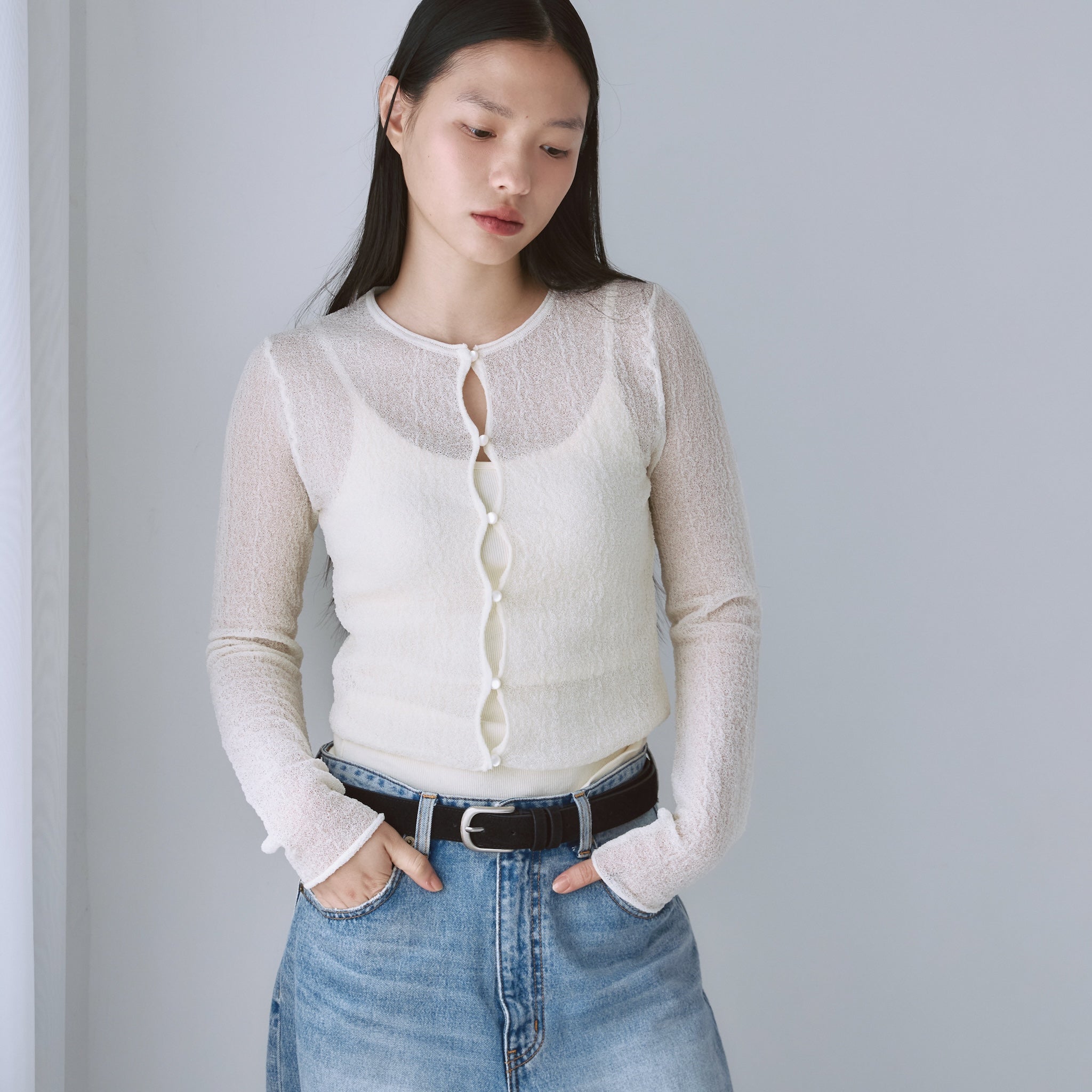 Soft Bumpy Knit Hole Cardigan