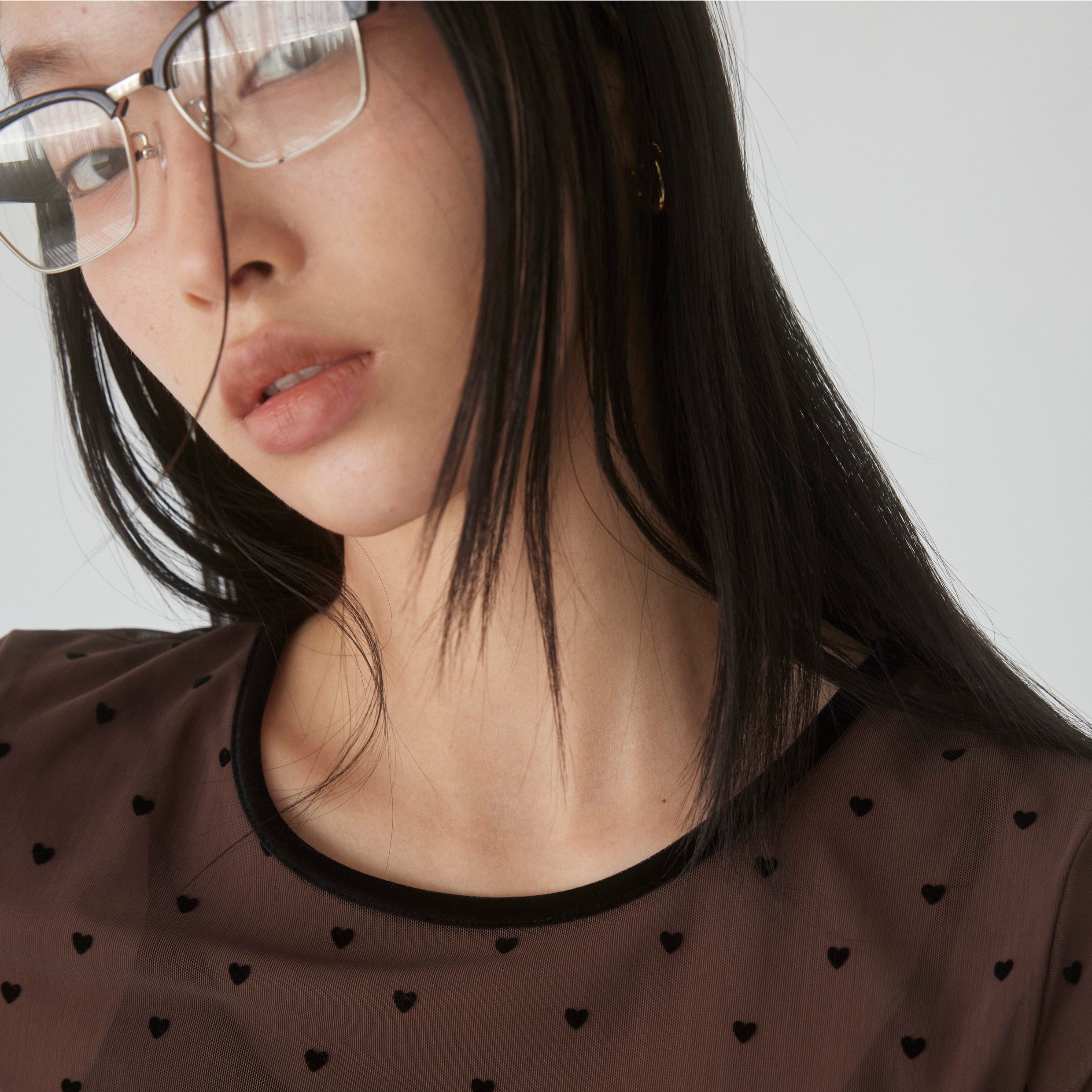 Flocked Multi Pattern Crew Neck Top