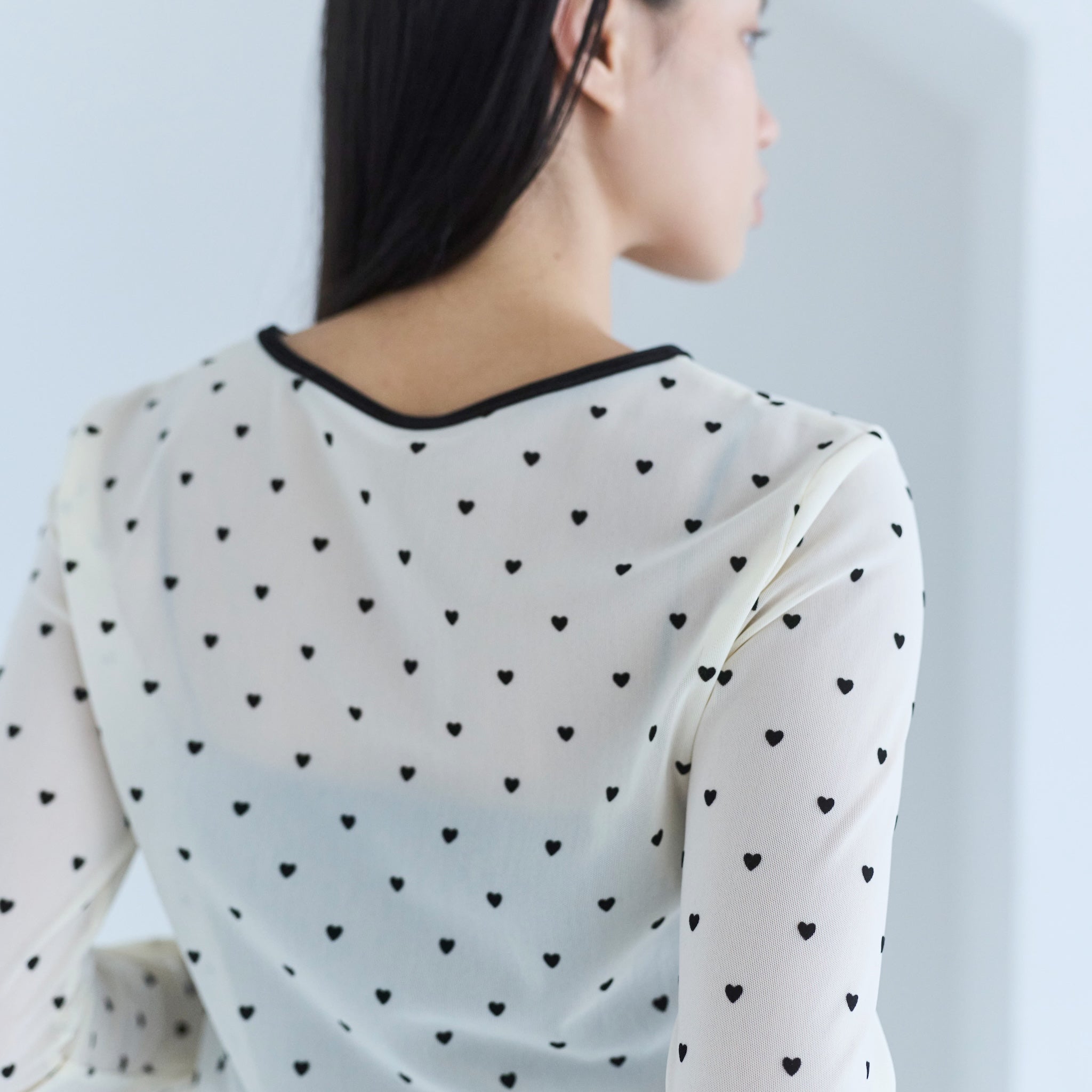 Flocked Multi Pattern Crew Neck Top