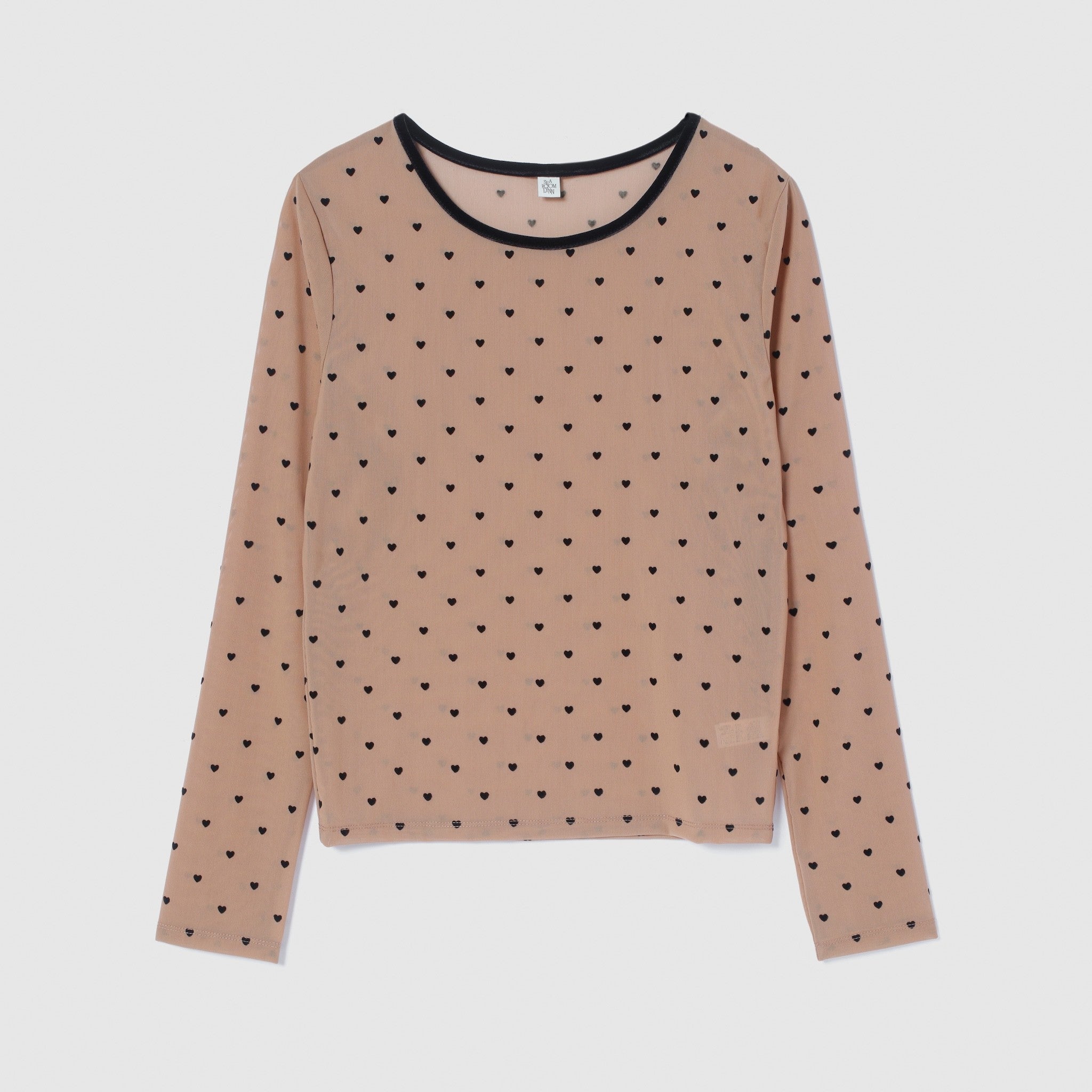 Flocked Multi Pattern Crew Neck Top