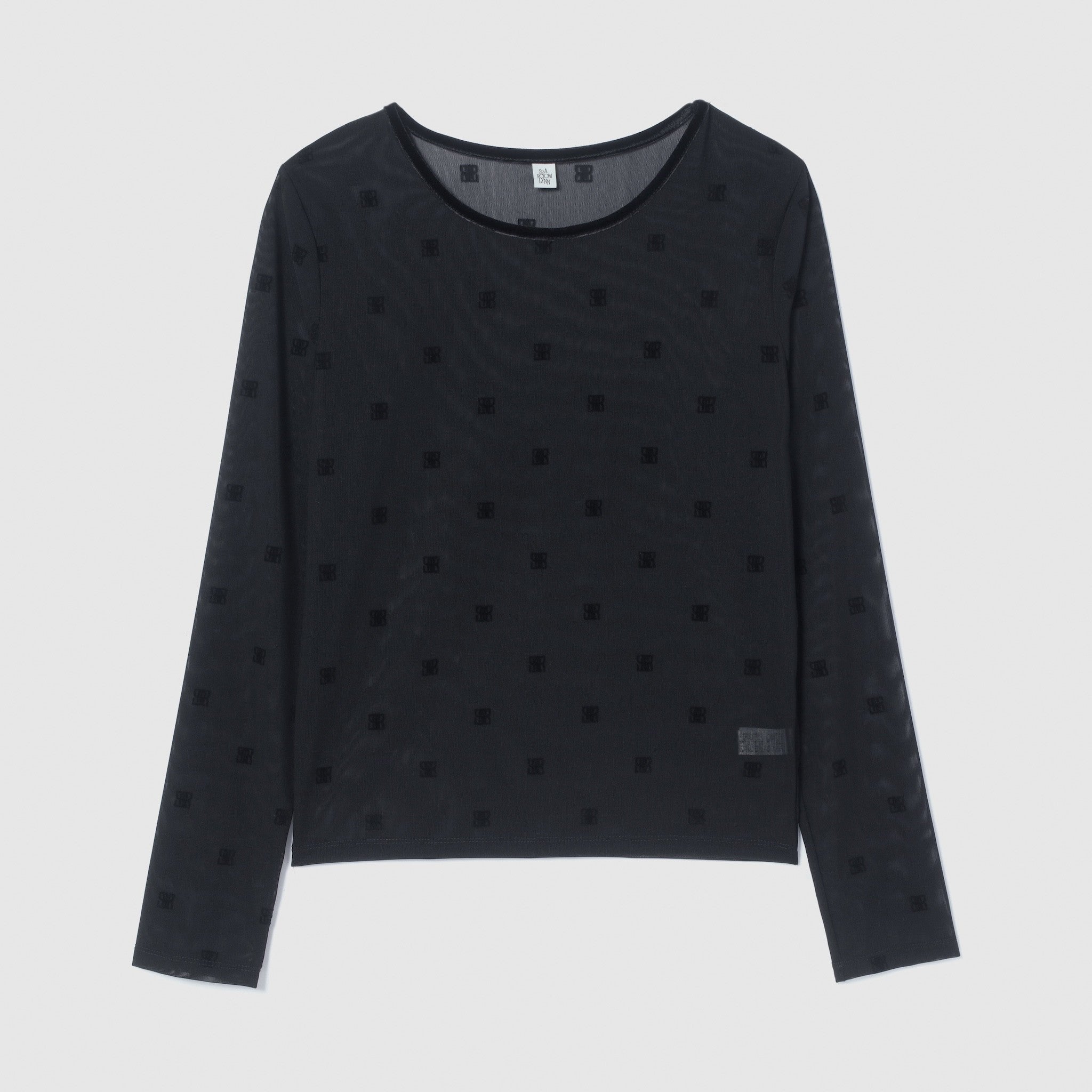 Flocked Multi Pattern Crew Neck Top