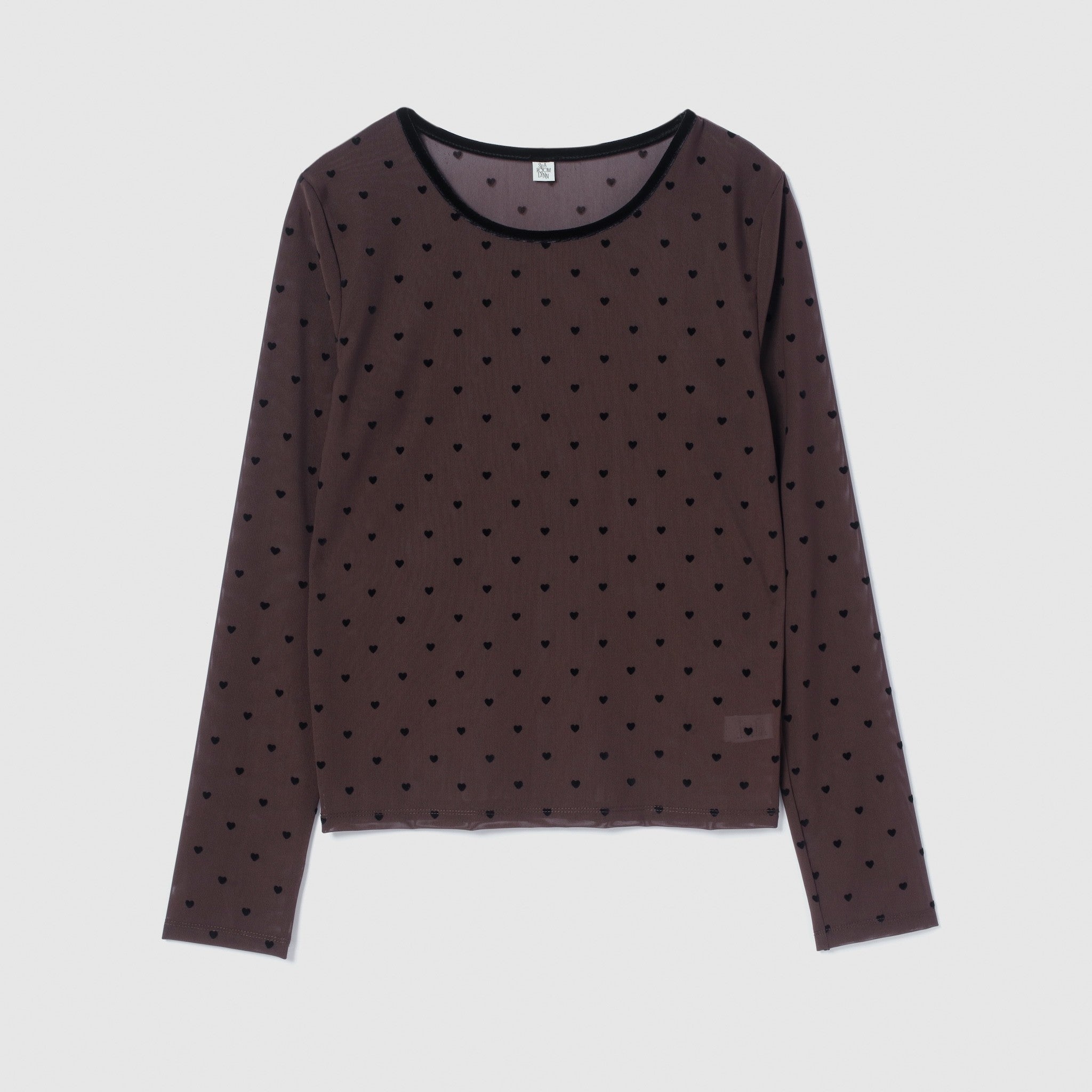 Flocked Multi Pattern Crew Neck Top