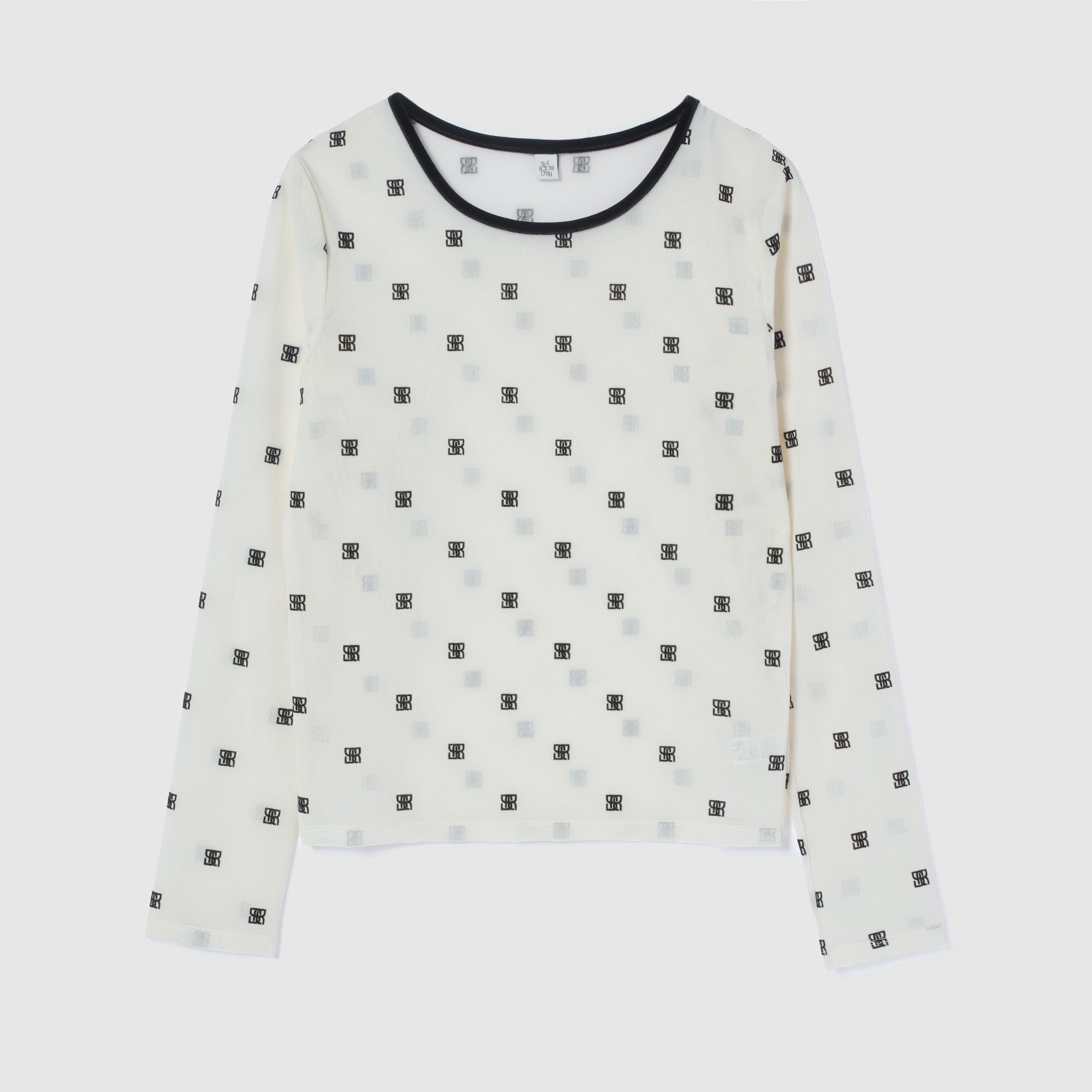 Flocked Multi Pattern Crew Neck Top
