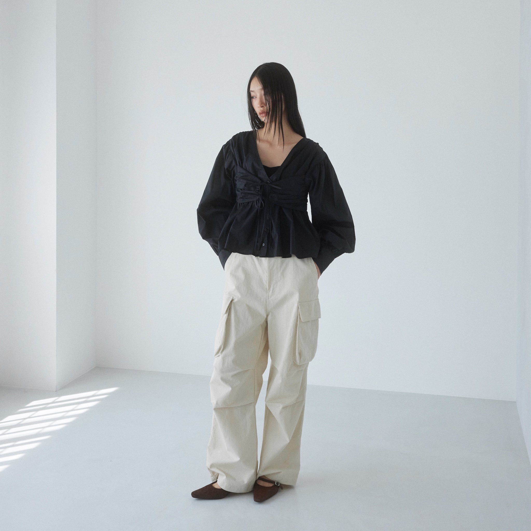 Layered Ribbon Bustier Shirt