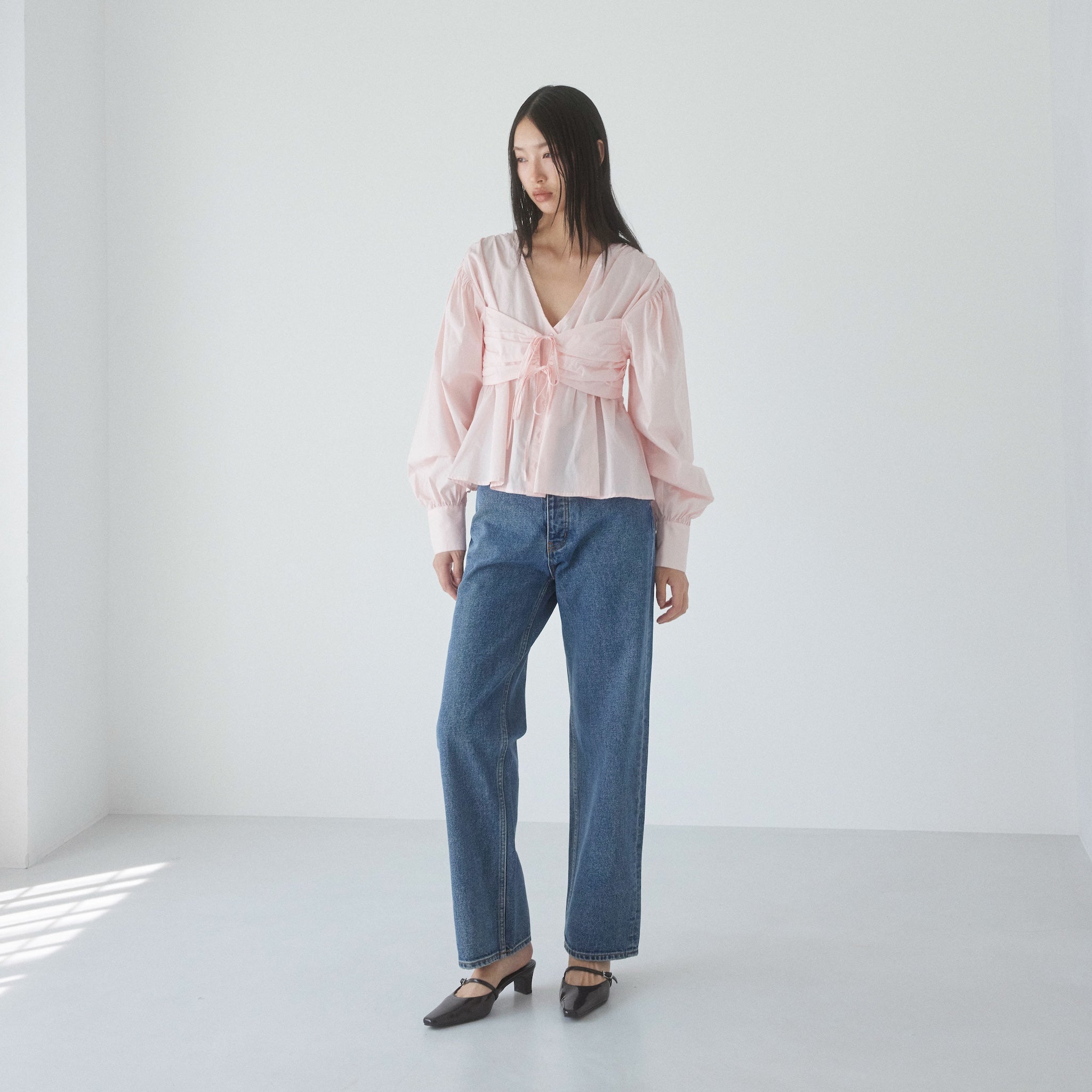 Layered Ribbon Bustier Shirt
