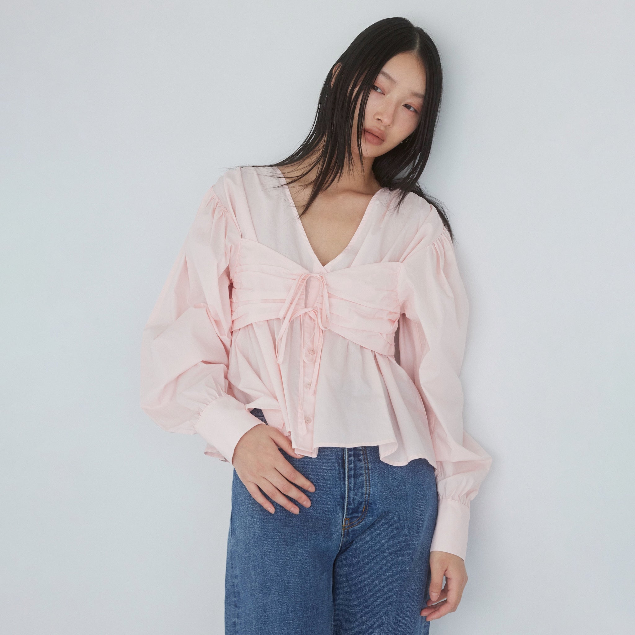 Layered Ribbon Bustier Shirt