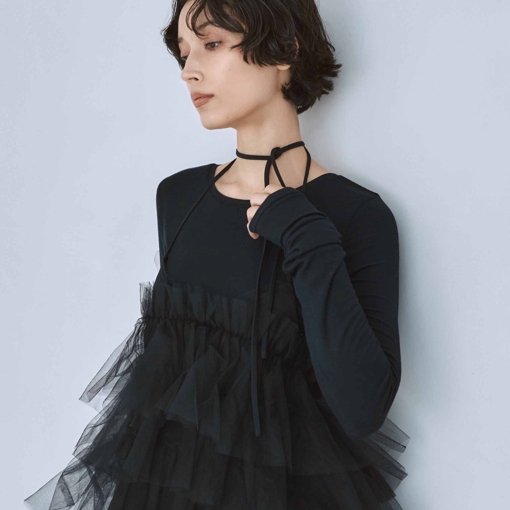 Halter Ribbon Tulle Round Camisole
