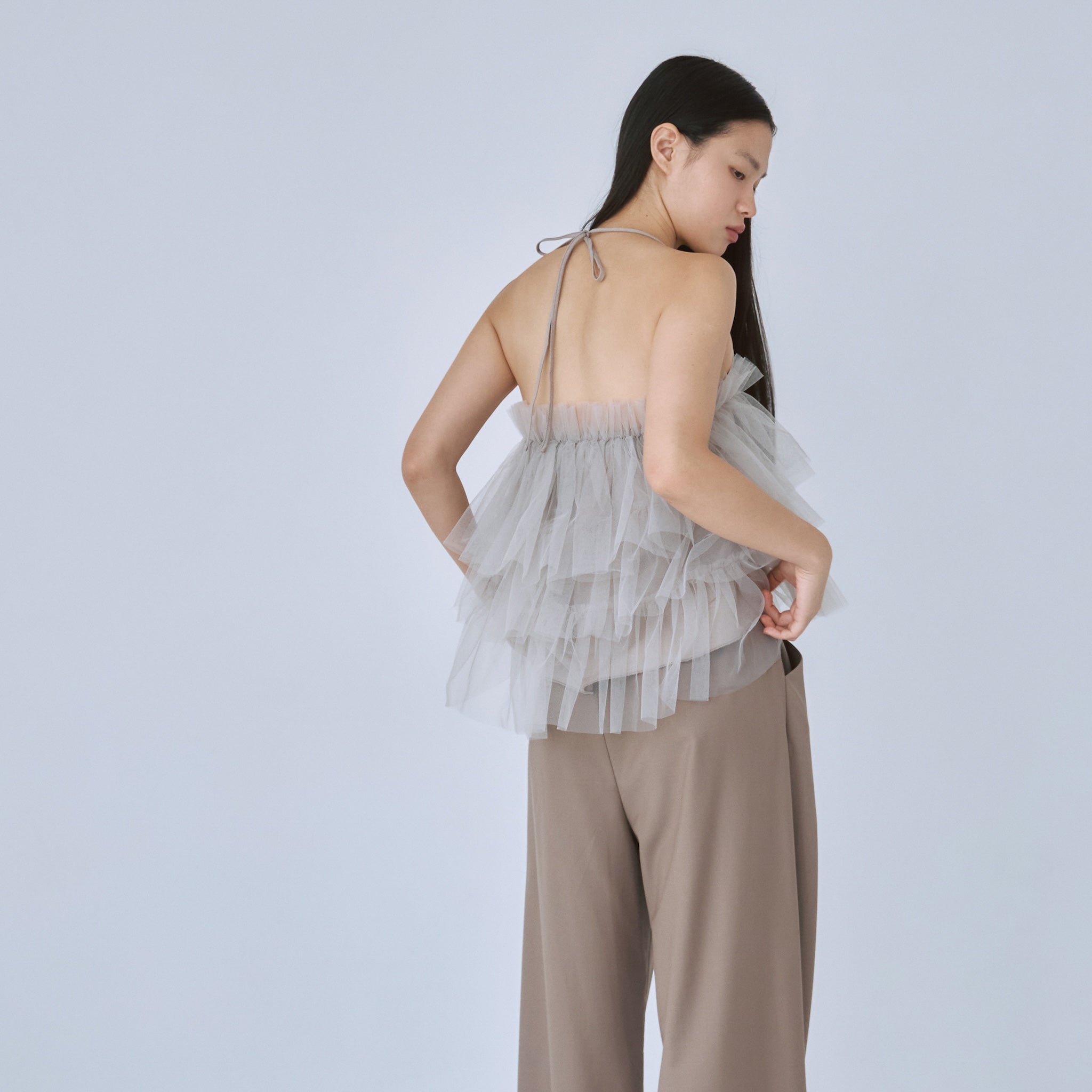 Halter Ribbon Tulle Round Camisole