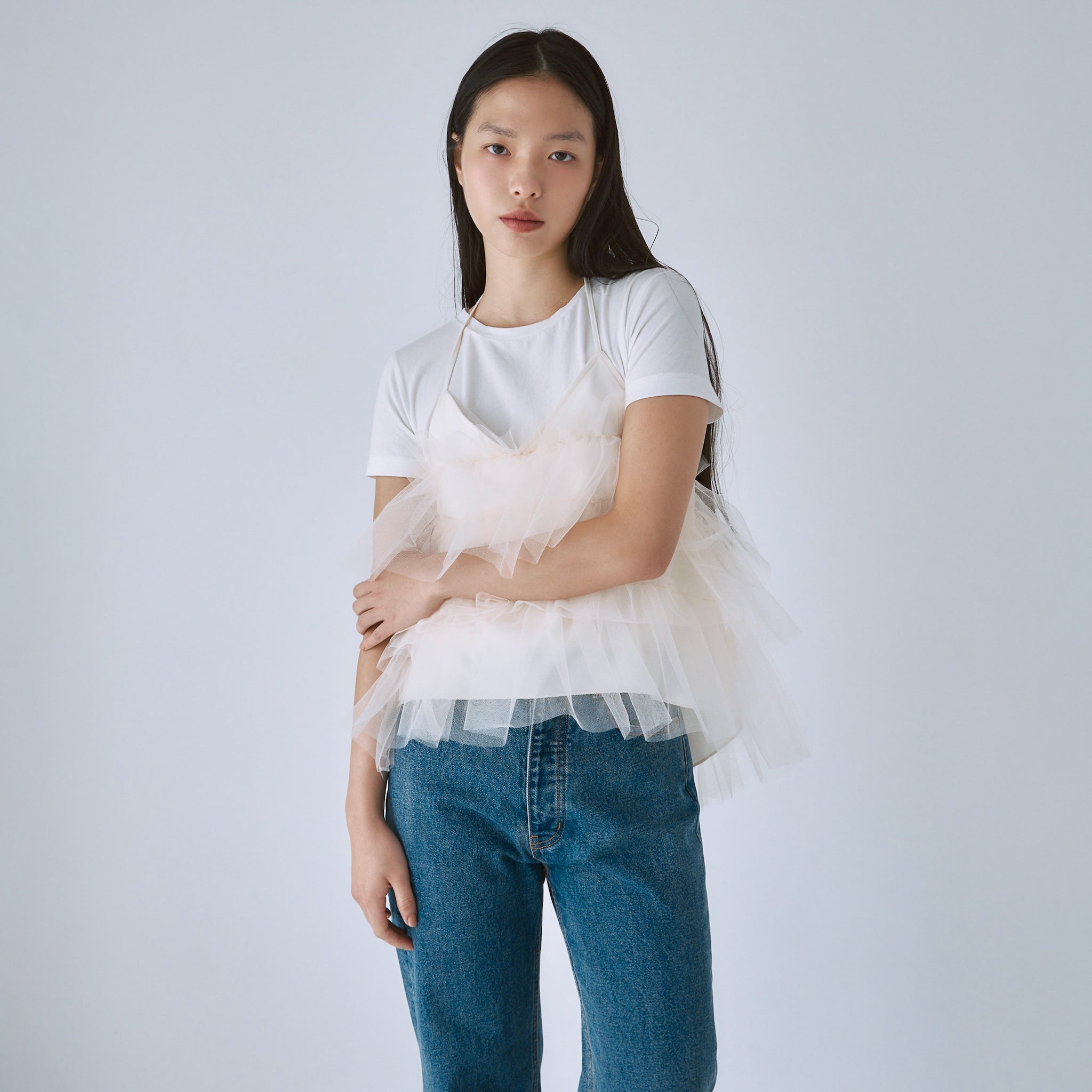 Halter Ribbon Tulle Round Camisole