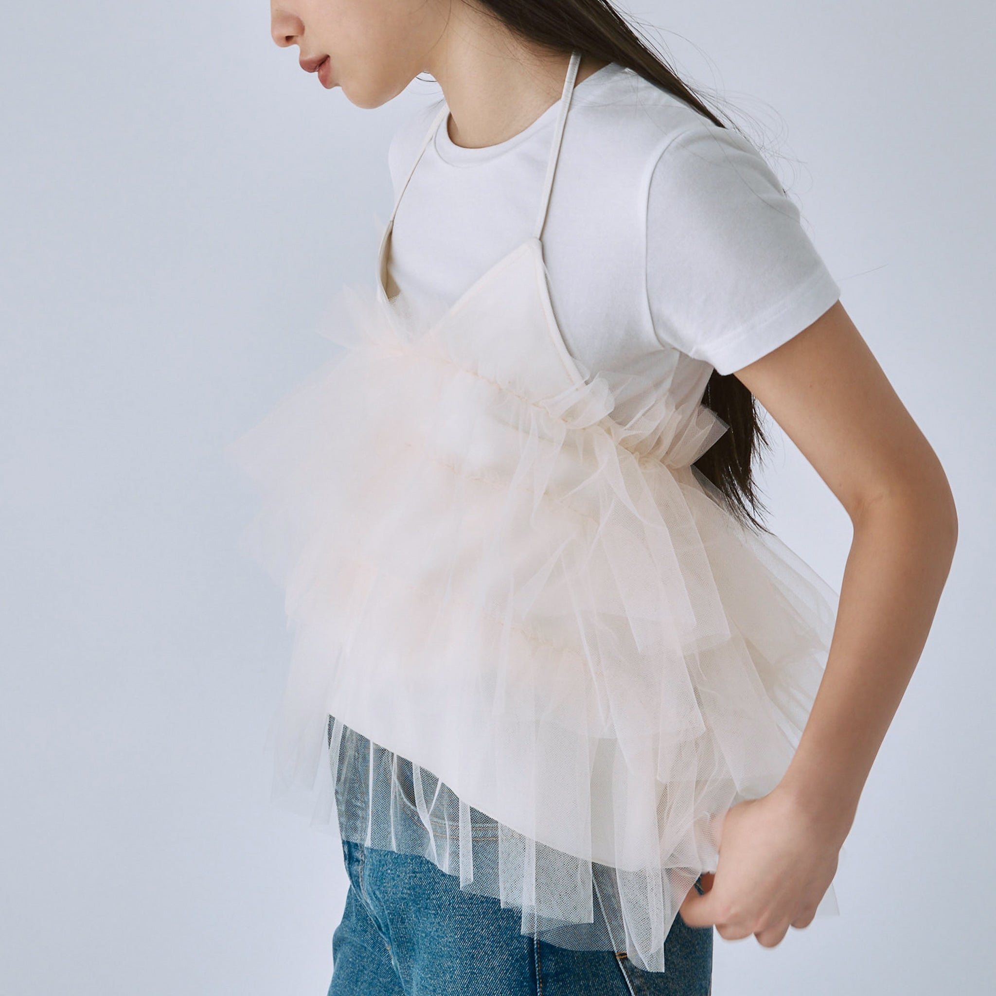 Halter Ribbon Tulle Round Camisole